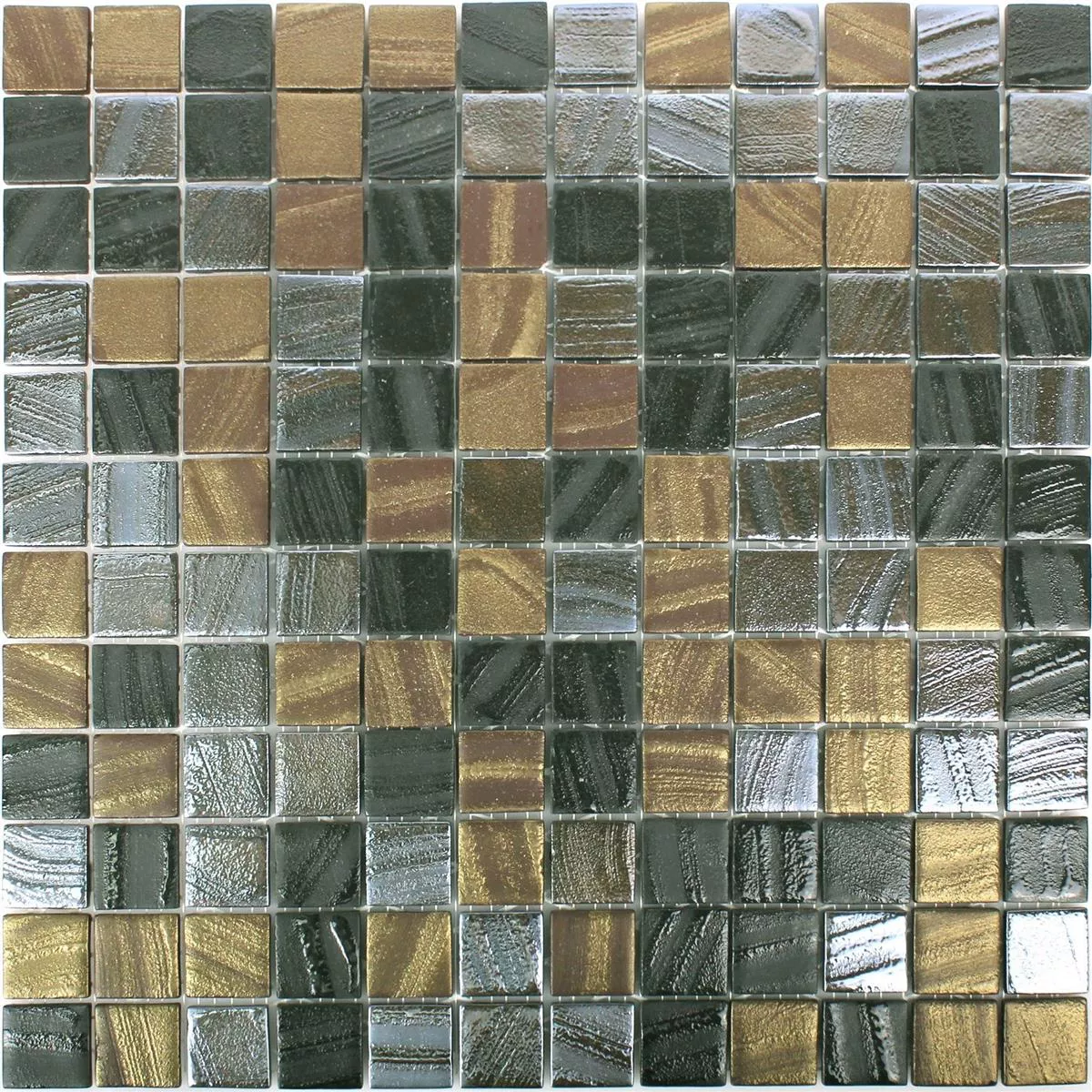 Vzorek Skleněná Mozaika Dlaždice Mascota Černá Zlatá Bronzová
