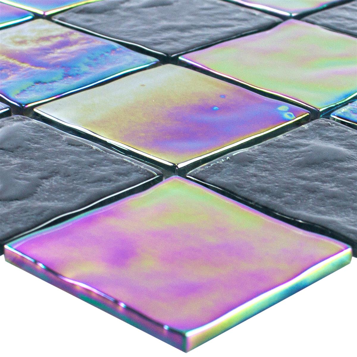 Skleněná Mozaika Dlaždice Perleťový Efekt Darwin Černá