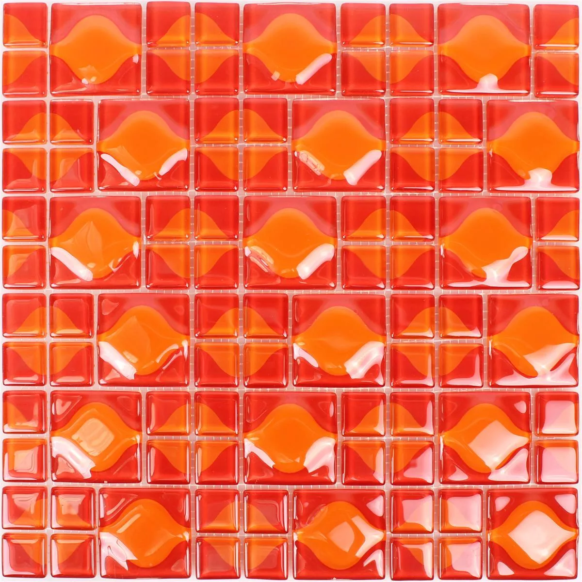 Skleněná Mozaika Dlaždice Nokta Červenooranžová 3D