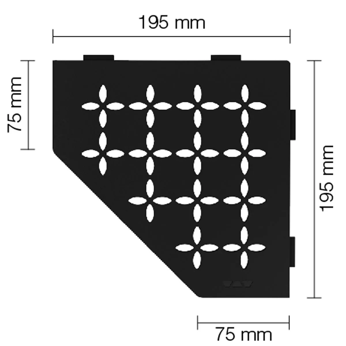 Nástěnná police sprchová police Schlüter 5hranná 19,5x19,5cm květinový grafit