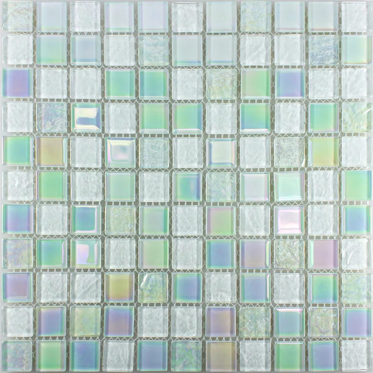 Skleněná Mozaika Dlaždice Perleťový Efekt Manor Bílá