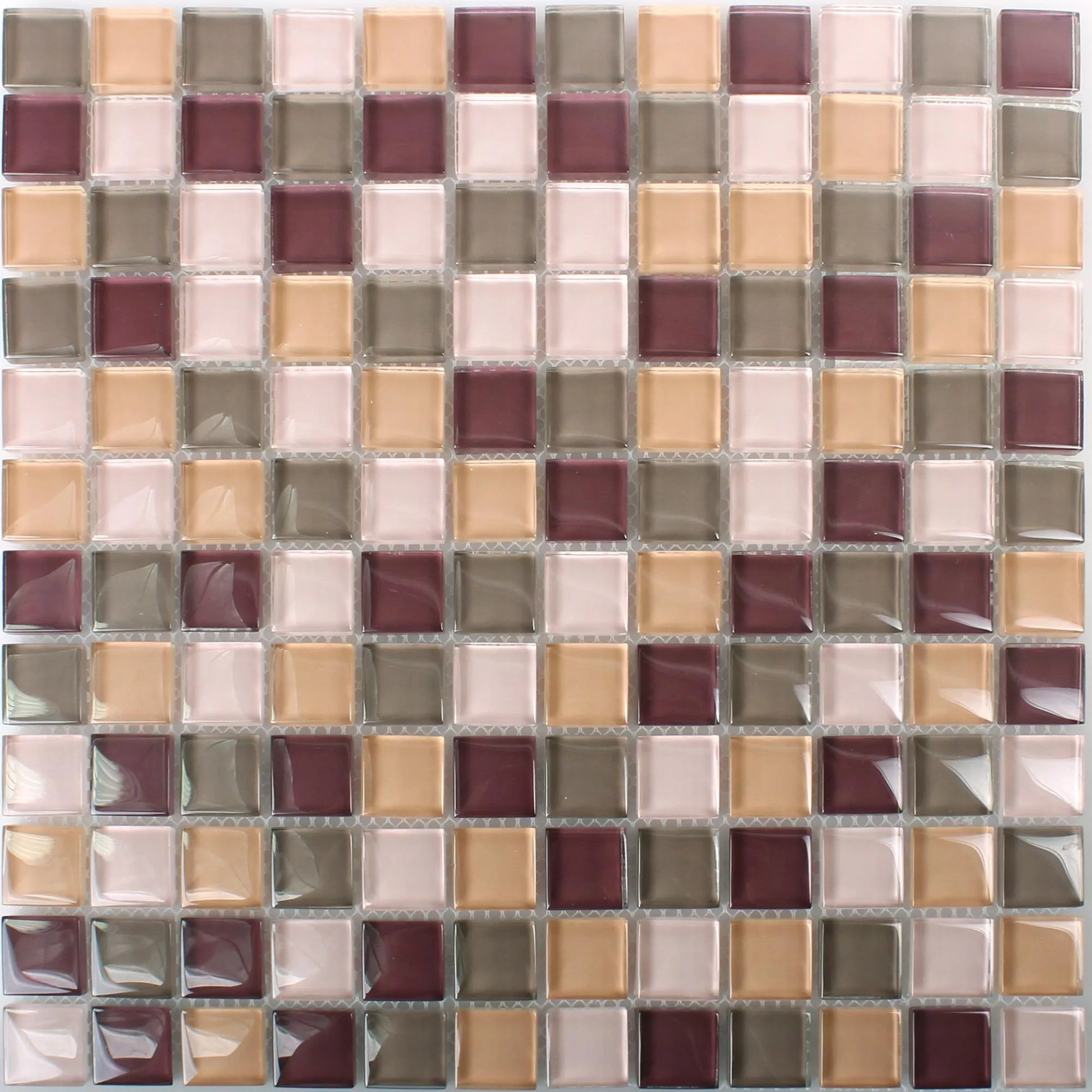 Vzorek Skleněná Mozaika Dlaždice Benjamin Fialová Béžová