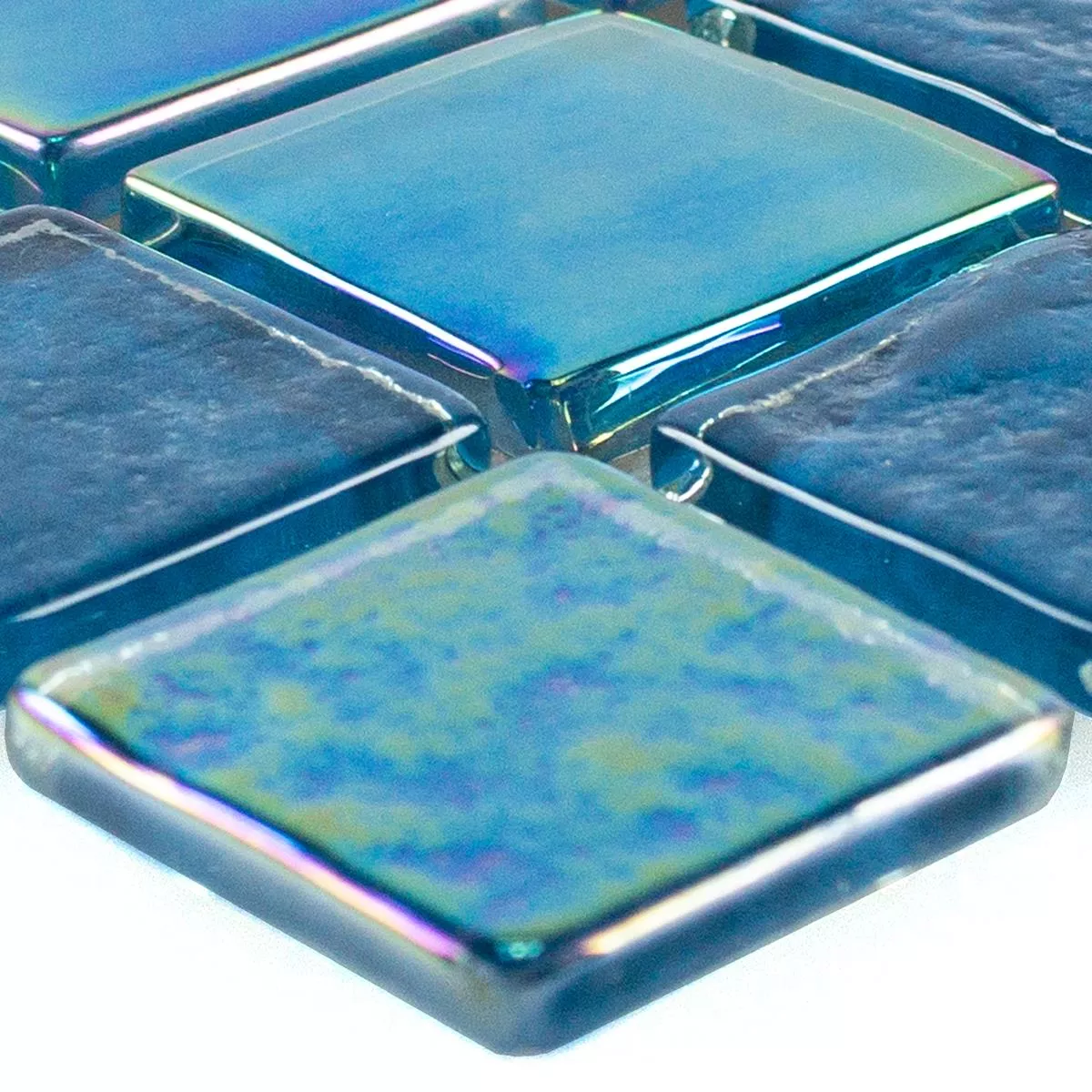 Vzorek Skleněná Mozaika Dlaždice Perleťový Efekt Carlos Modrá 23