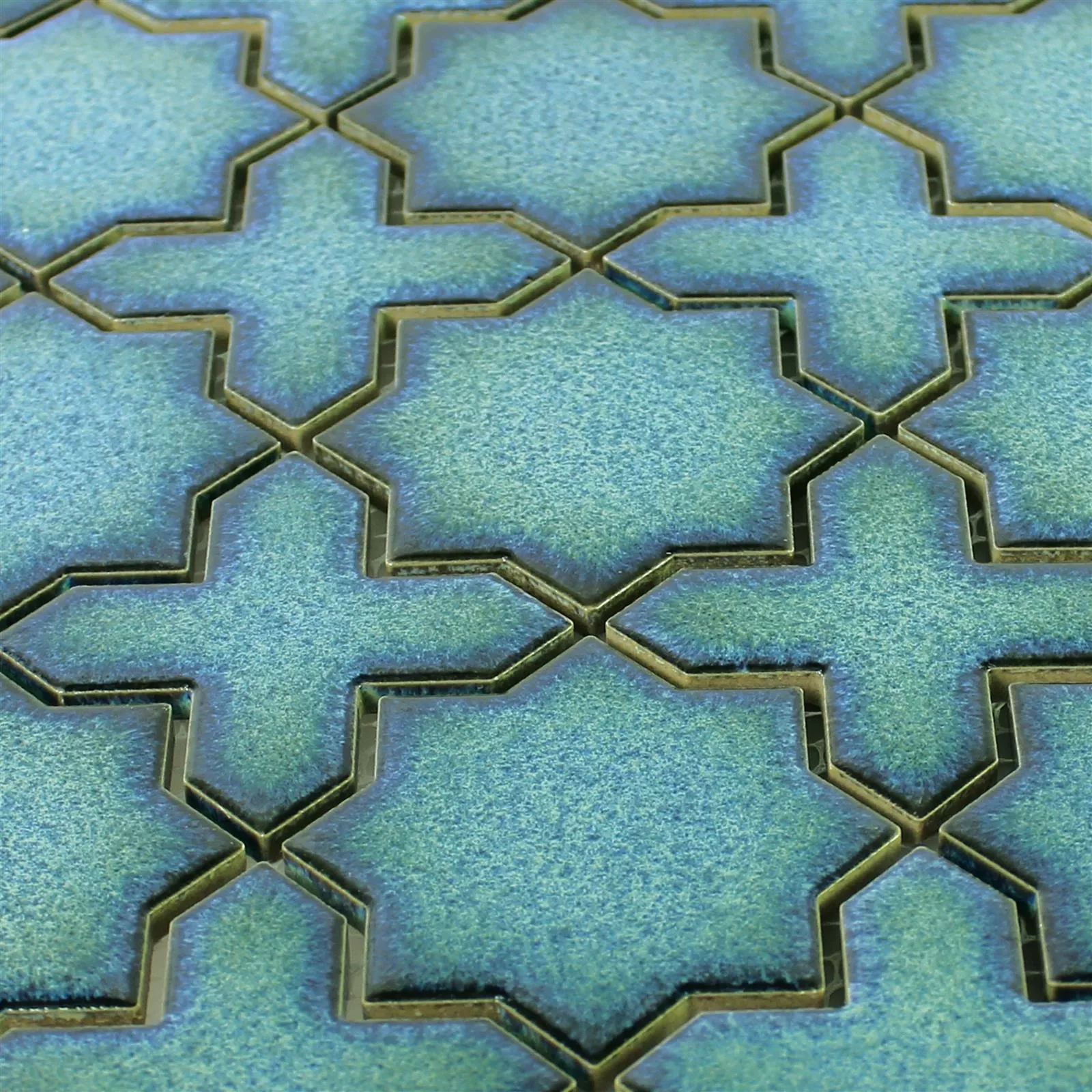 Vzorek Keramická Mozaika Dlaždice Puebla Hvězda Modrá