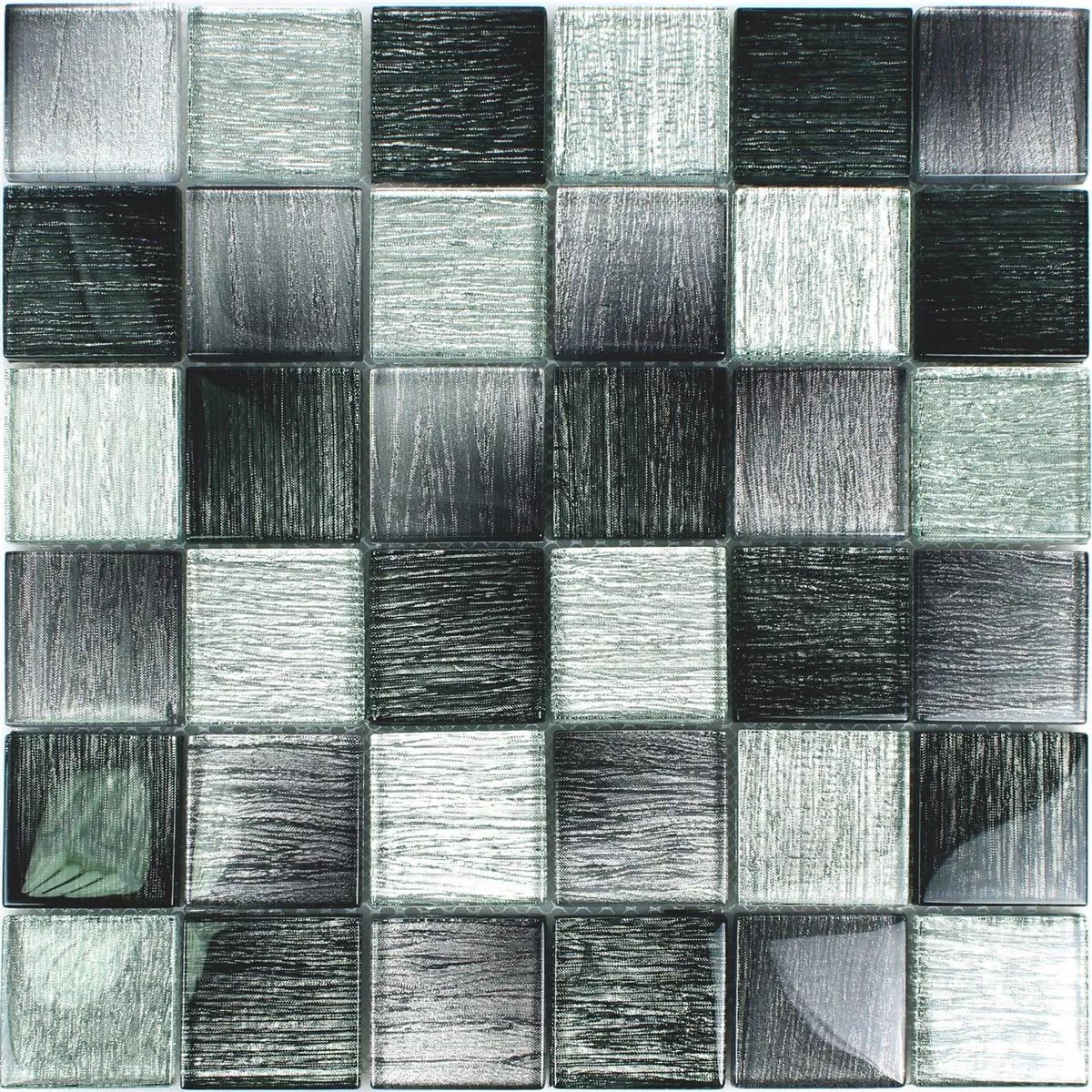 Vzorek Skleněná Mozaika Dlaždice Bellevue Černá Stříbrná