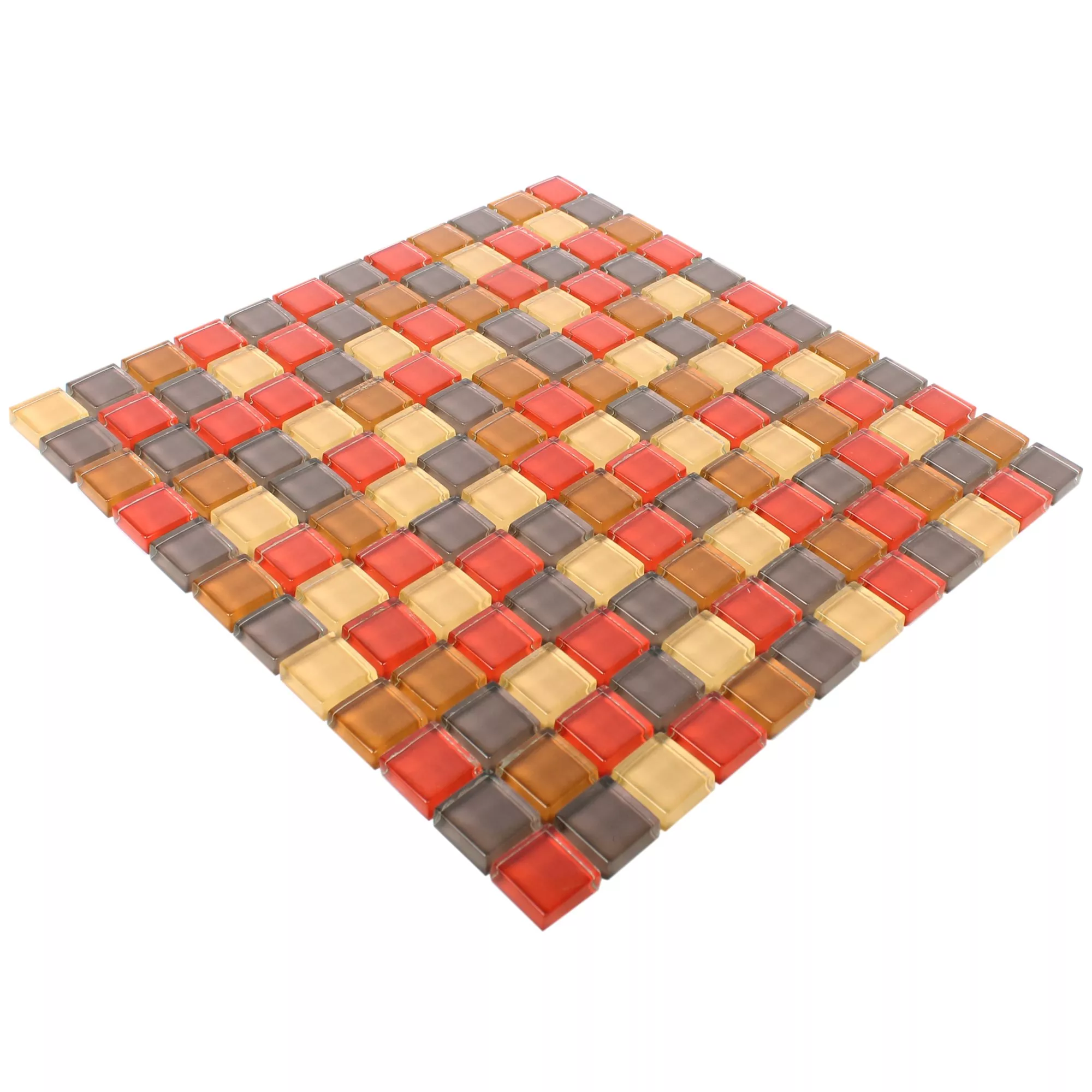 Skleněná Mozaika Dlaždice 23x23x8mm Červená Mix
