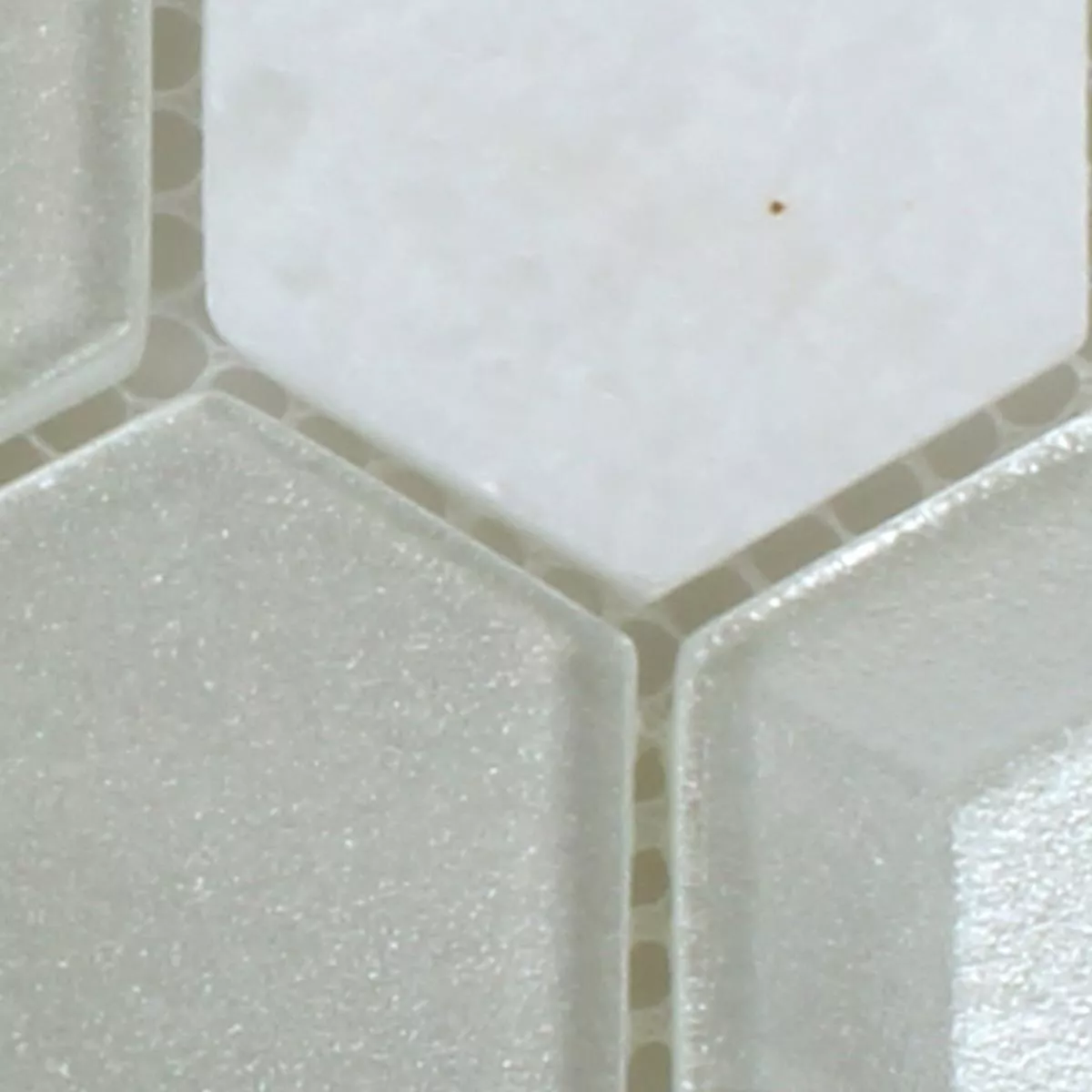 Vzorek Mozaiková Dlaždice Šestiúhelník Sklo Přírodní Kámen Bílá 3D