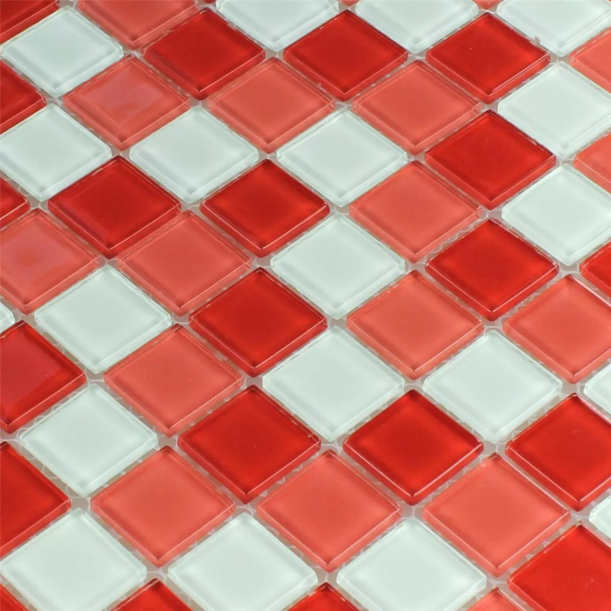 Skleněná Mozaika Dlaždice Kozarica Bílá Červená Mix 25x25x4mm
