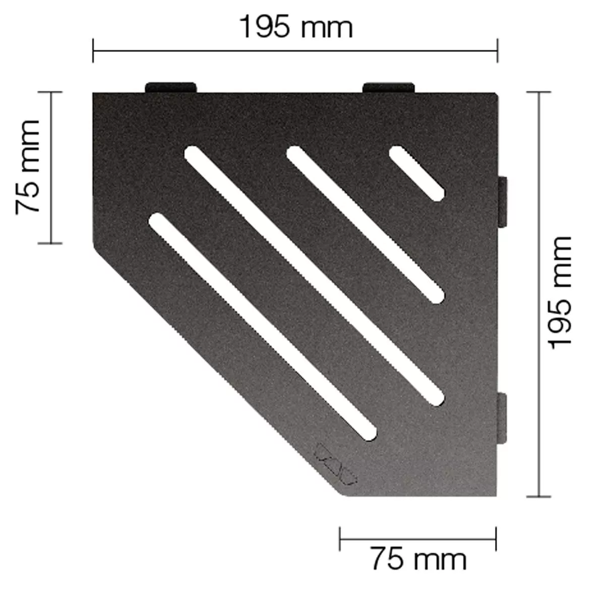 Nástěnná police sprchová police Schlüter 5hranná 19,5x19,5cm Wave Antracit