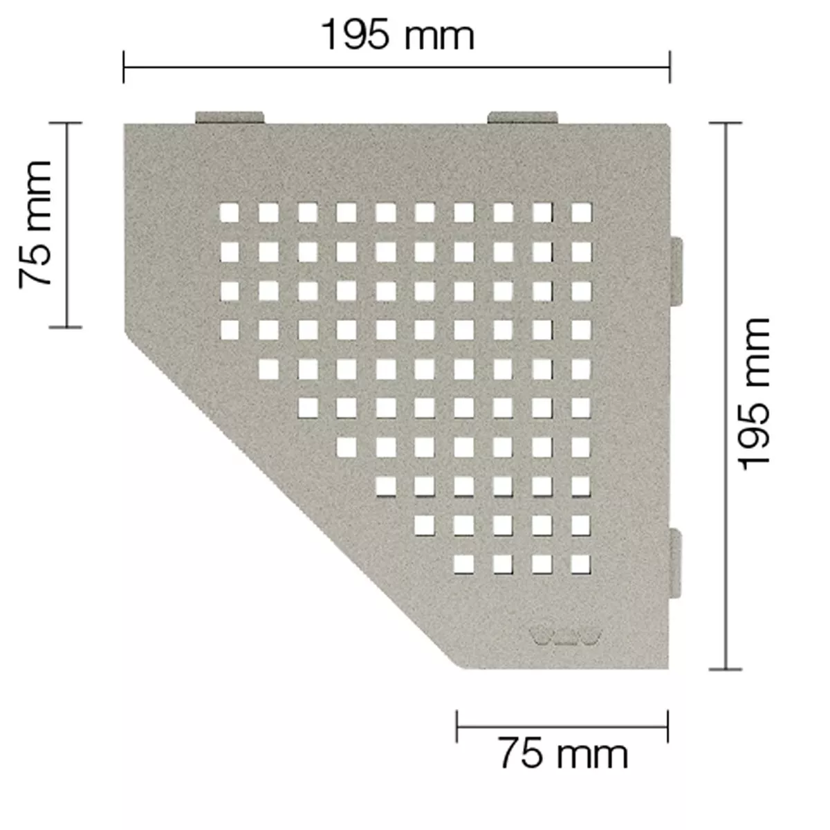 Nástěnná police sprchová police Schlüter 5eck 19,5x19,5cm čtvercová šedá