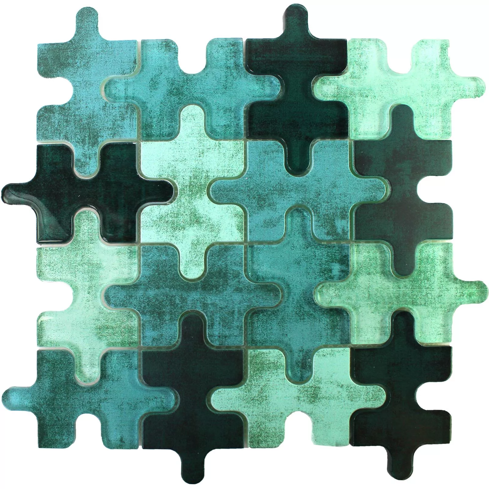 Vzorek Skleněná Mozaika Dlaždice Puzzle Zelená