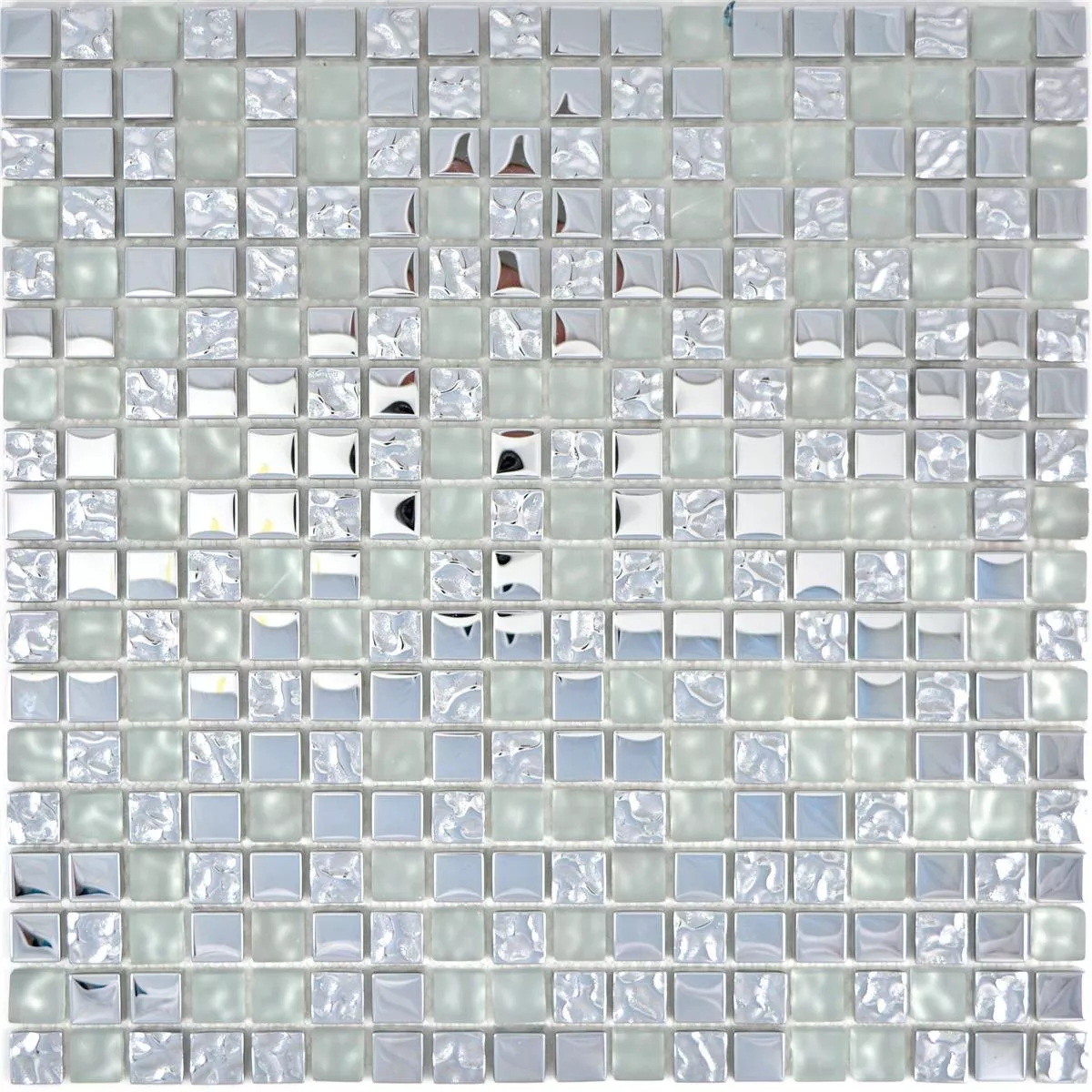 Skleněná Mozaika Dlaždice Tolstoi Stříbrná Bílá