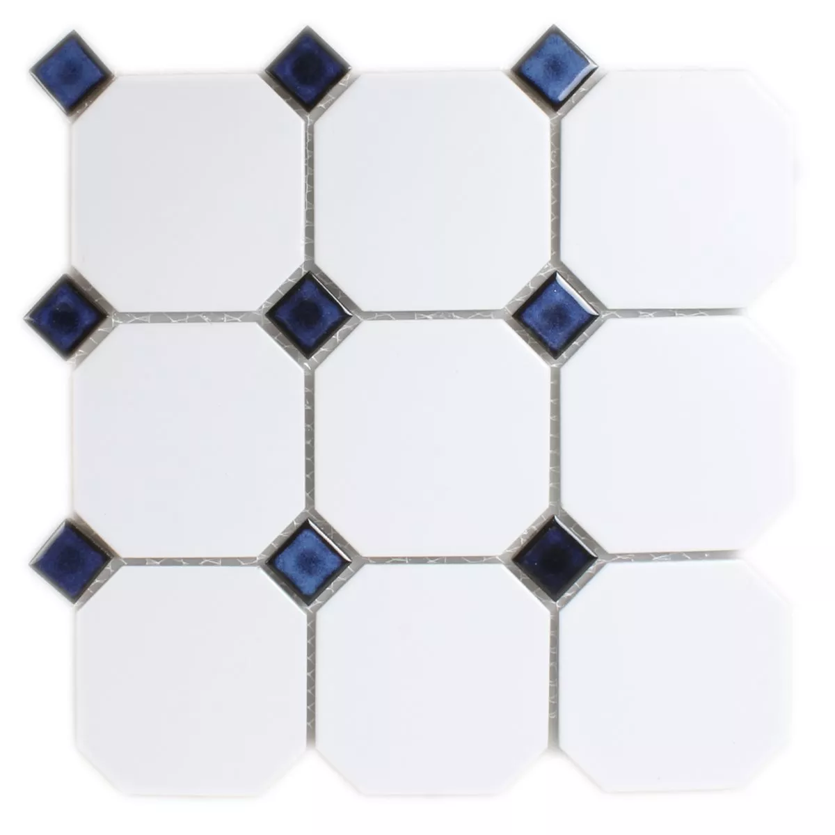 Vzorek Mozaiková Dlaždice Keramika Osmiúhelník Bílá Modrá Mix