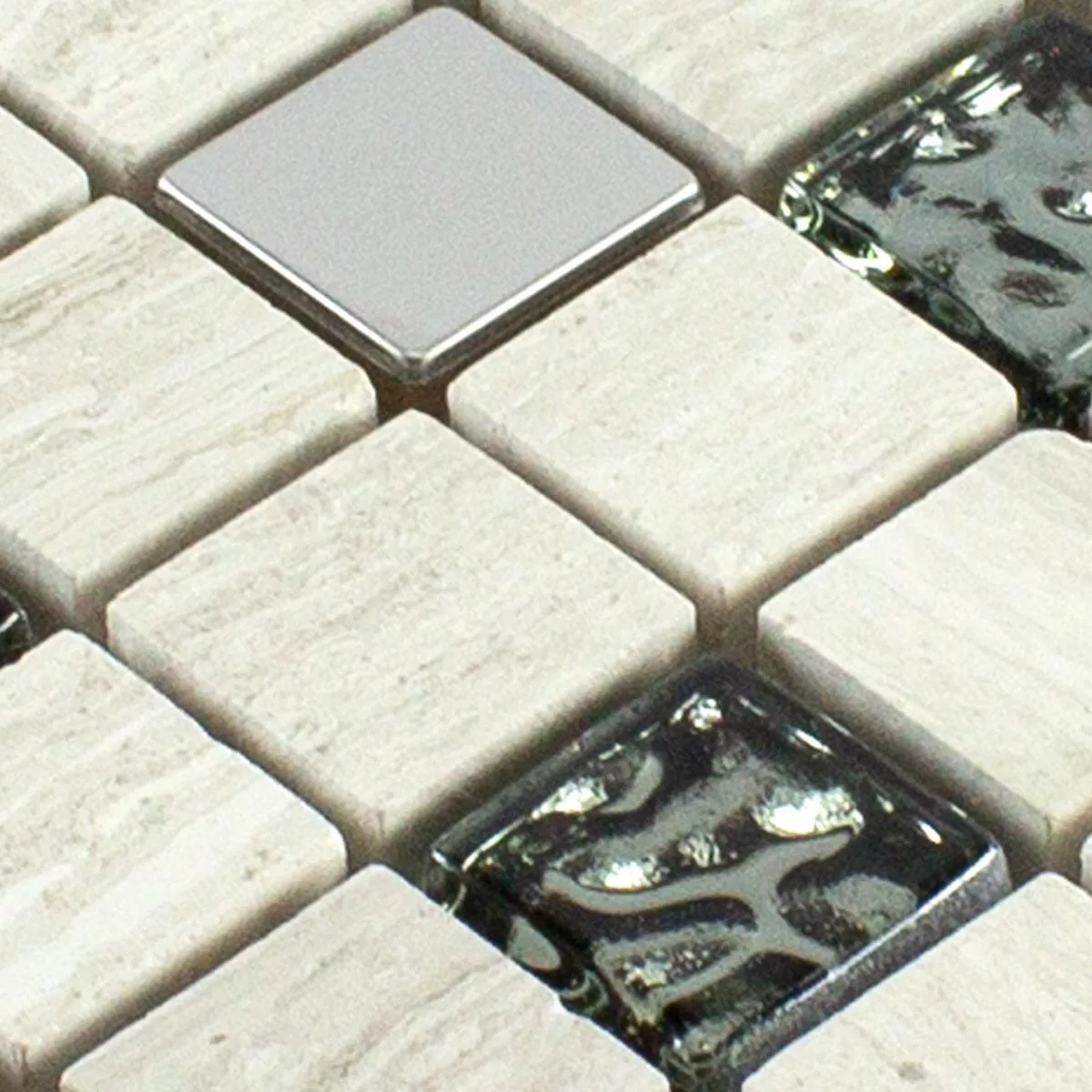 Vzorek Sklo Přírodní Kámen Kov Keramická Mozaika Fulda Šedá Stříbrná