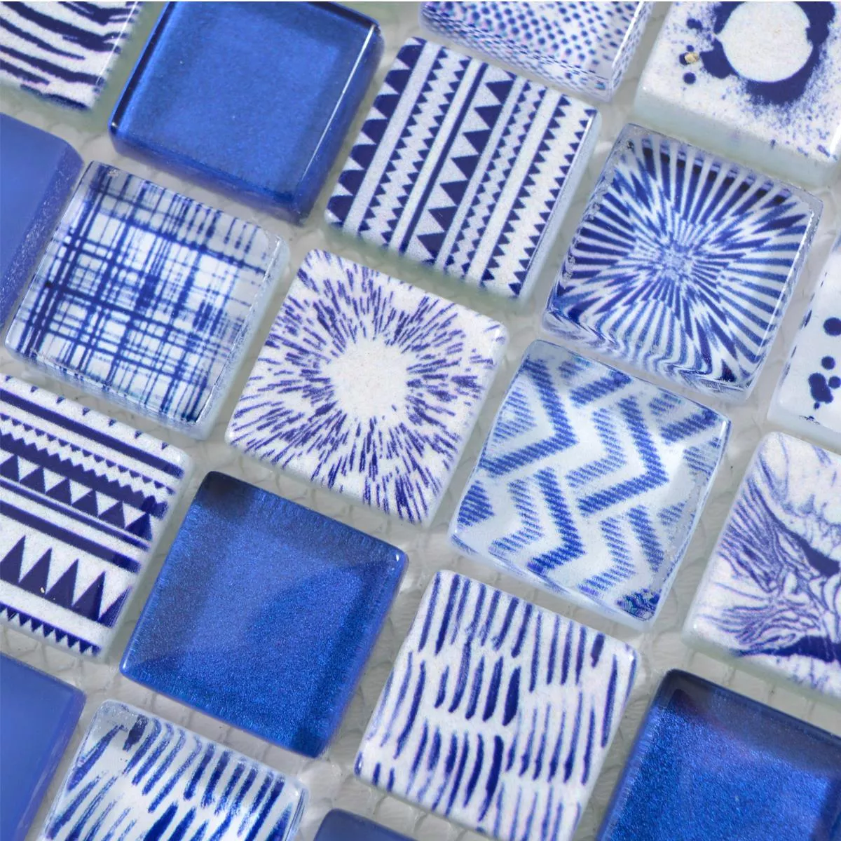Vzorek Skleněná Mozaika Dlaždice Cornelia Retro Vzhled Modrá