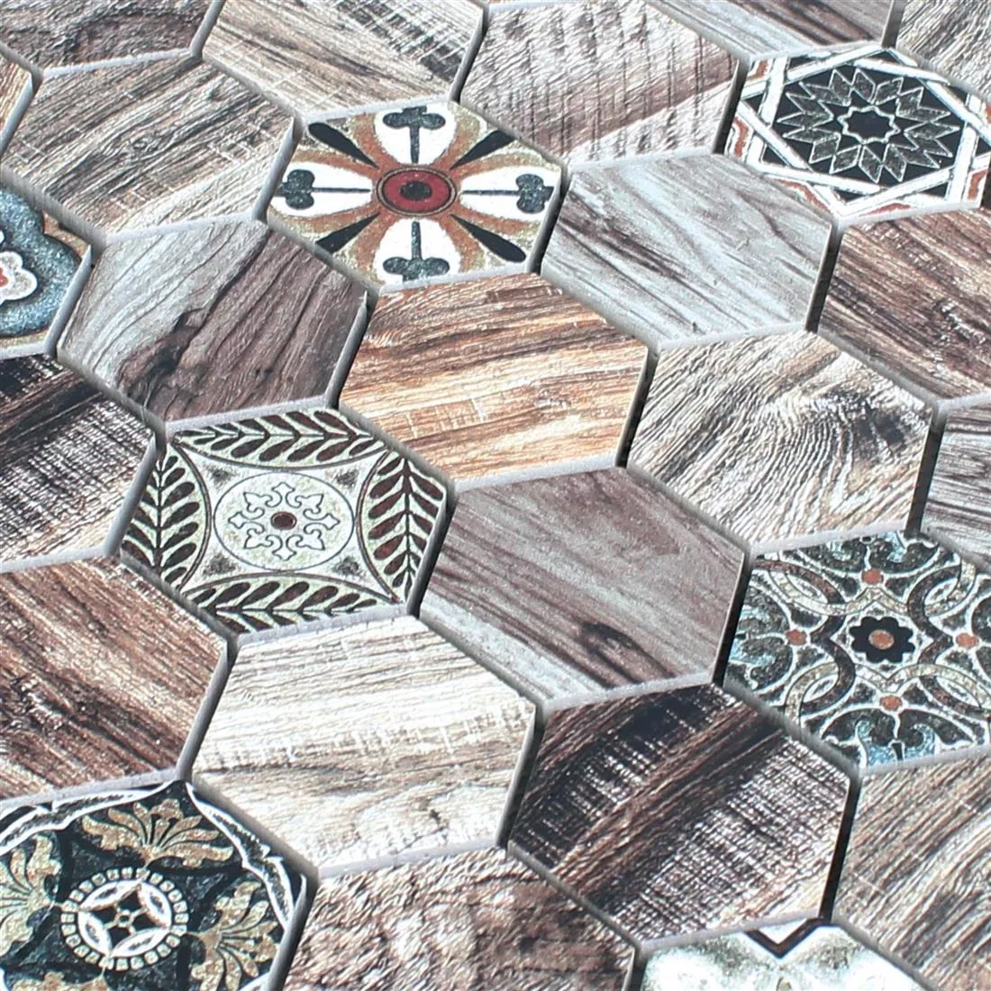 Vzorek Mozaika Z Přírodního Kamene Dlaždice Kapstadt Dřevěný Vzhled Hnědá