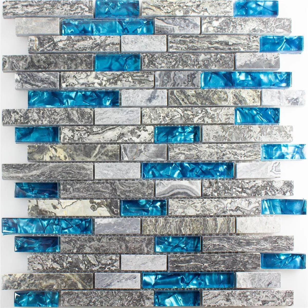 Skleněná Mozaika Dlaždice Z Přírodního Kamene Manavgat Šedá Modrá Brick