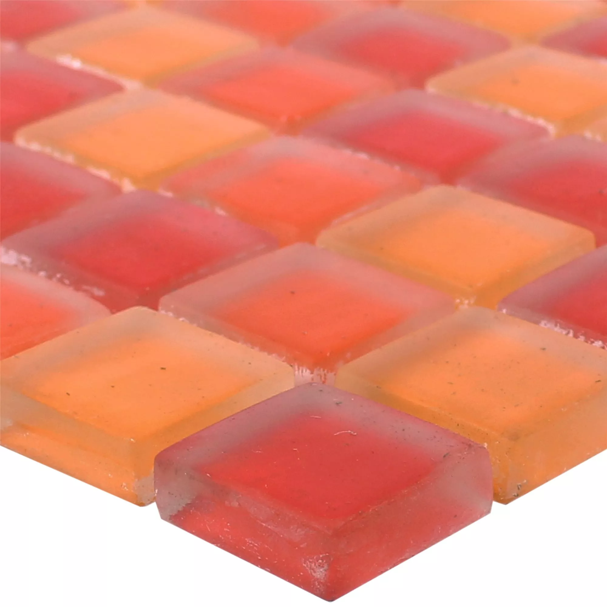Vzorek Skleněná Mozaika Dlaždice Blossom Červenooranžová Mix Matný