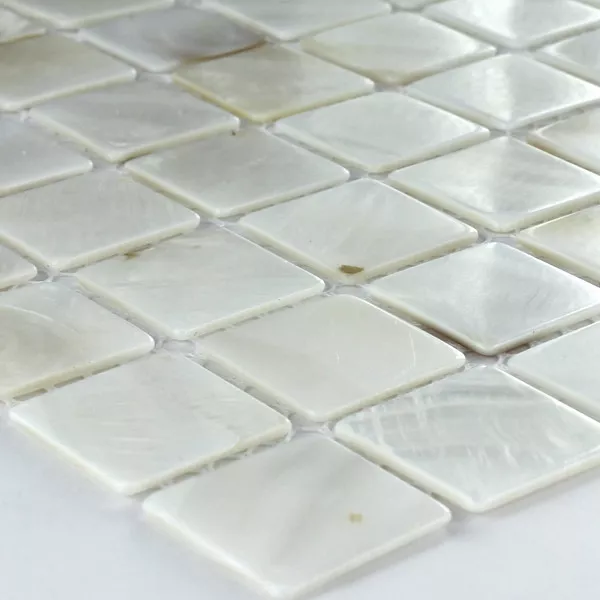 Mozaiková Dlaždice Sklo Perleťový Efekt 25x25x2mm Bílá