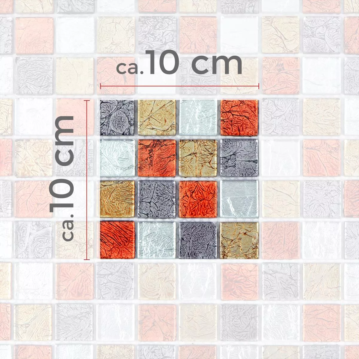 Vzorek Skleněná Mozaika Dlaždice Curlew Červená Hnědá Stříbrná Čtverec 