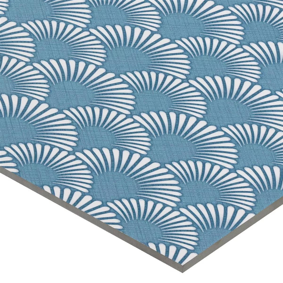 Podlahové Dlaždice Cementový Vzhled Wildflower Modrá Dekor 18,5x18,5cm