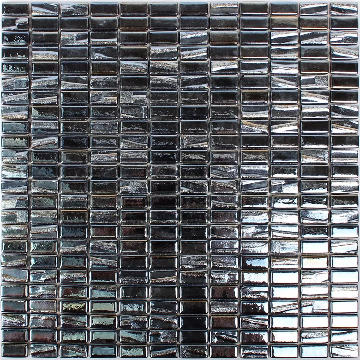 Vzorek Skleněná Mozaika Dlaždice Presley Černá Metallic Hůlky