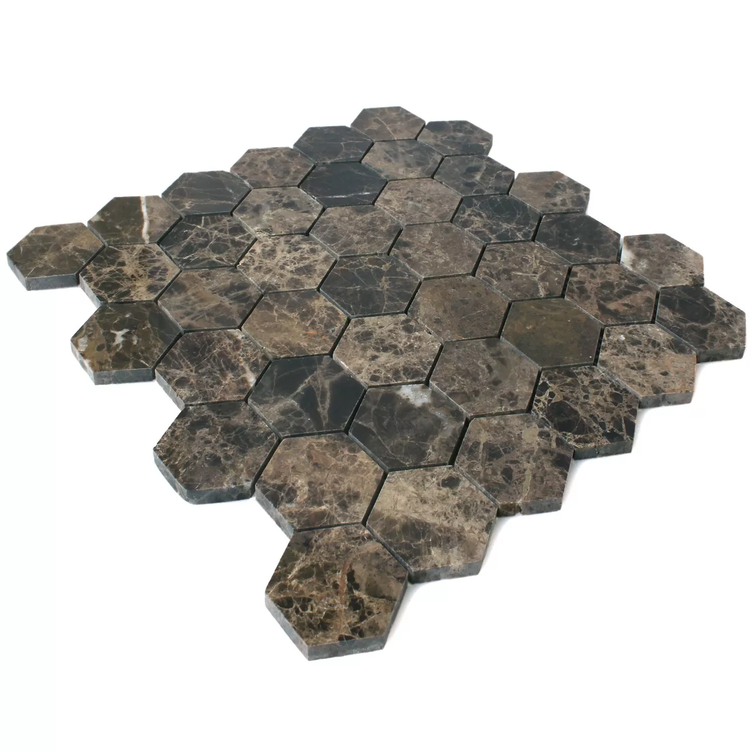 Vzorek Mozaiková Dlaždice Mramor Xalapa Šestiúhelník Emperador Leštěná