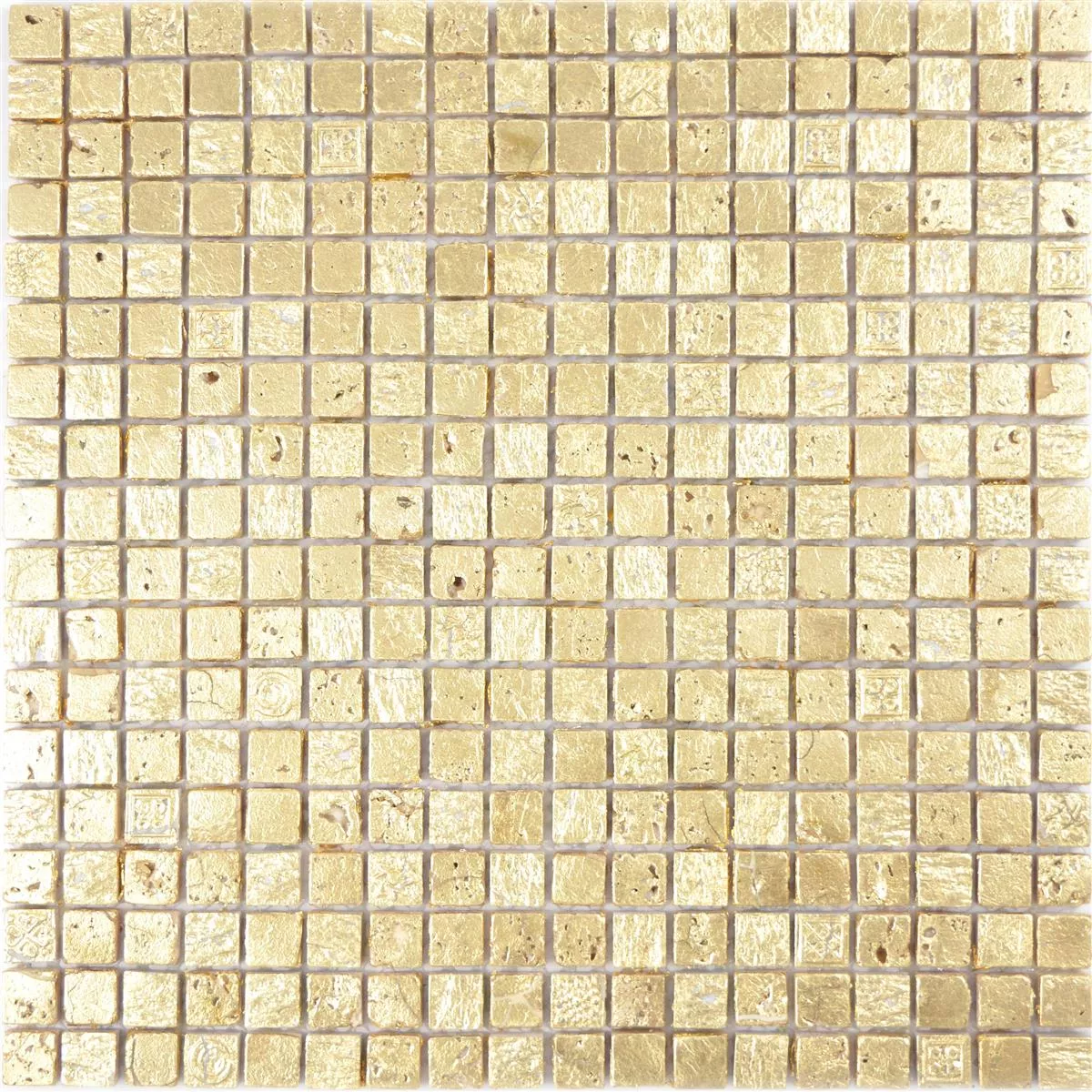 Přírodní Kámen Pryskyřice Mozaiková Dlaždice Lucky Zlatá