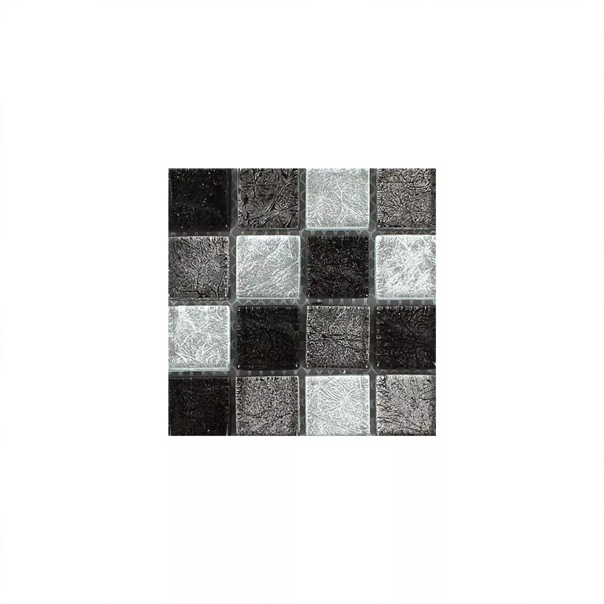 Vzorek Skleněná Mozaika Dlaždice Curlew Černá Stříbrná 