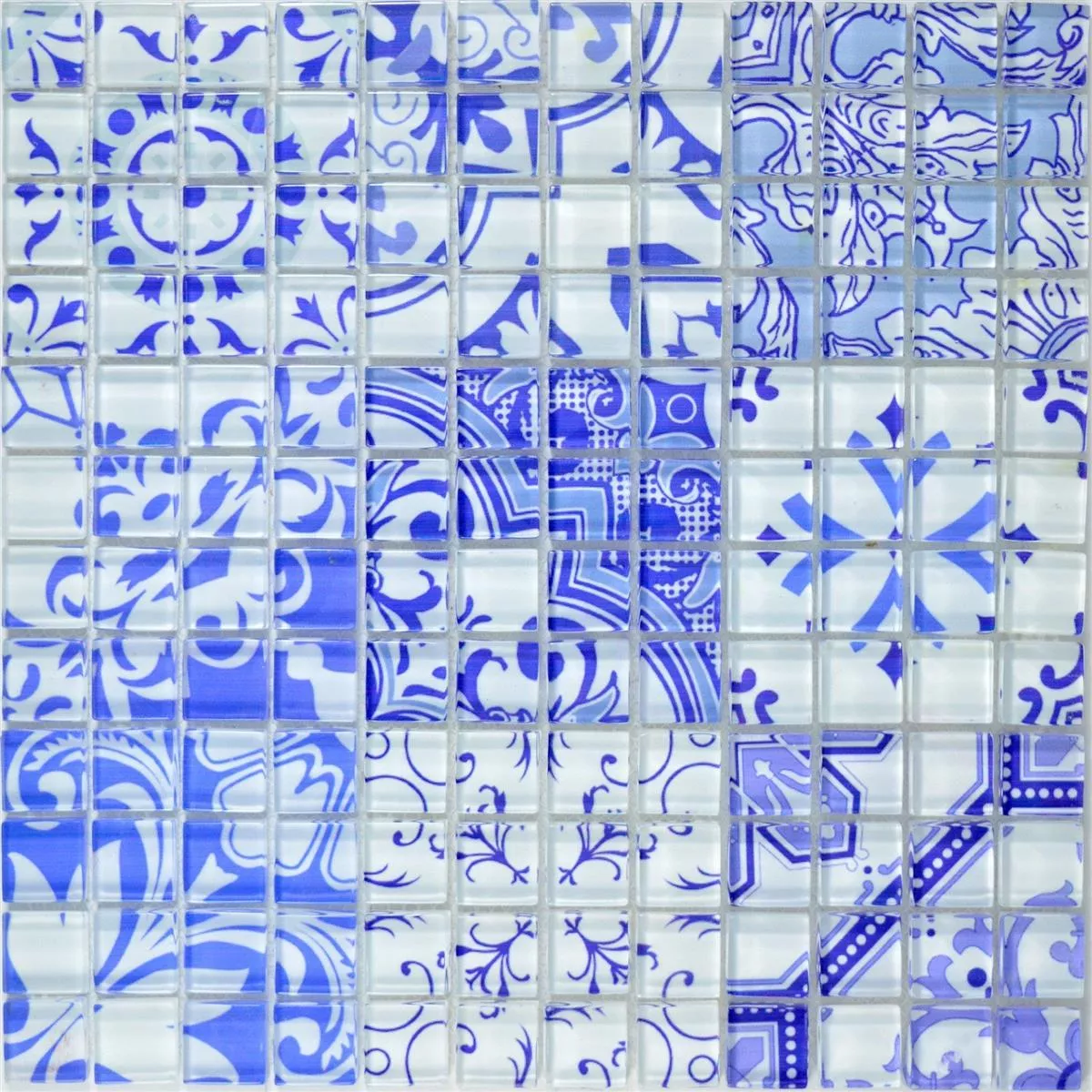 Vzorek Skleněná Mozaika Retro Dlaždice Noya Vintage Modrá