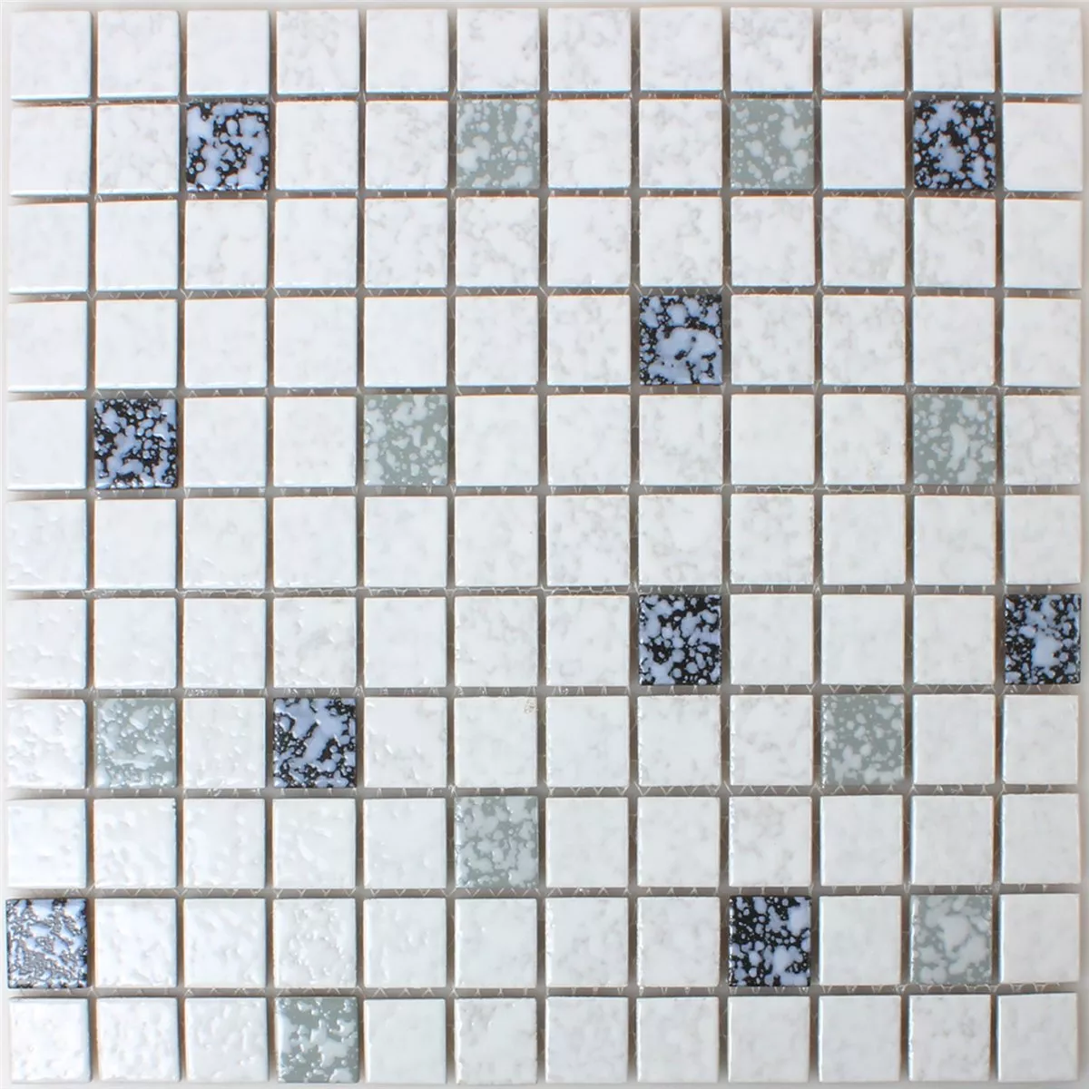 Mozaiková Dlaždice Keramika Bílá S Černá Tepaný