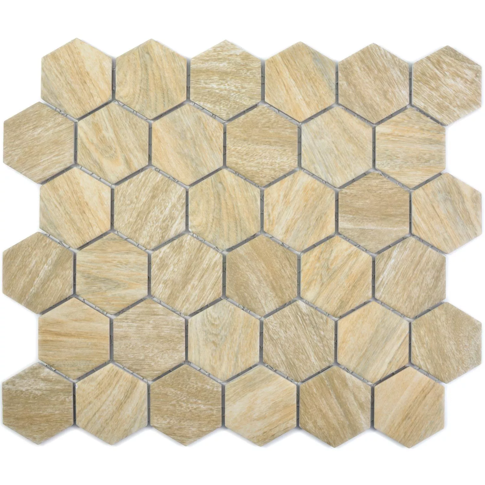 Vzorek Keramická Mozaikové Duponti Šestiúhelník Dřevěný Vzhled Béžová