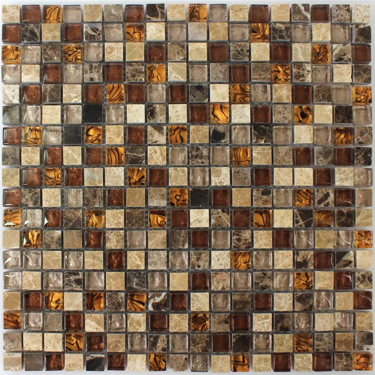 Mozaiková Dlaždice Sklo Přírodní Kámen Béžová Hnědá 15x15x8mm