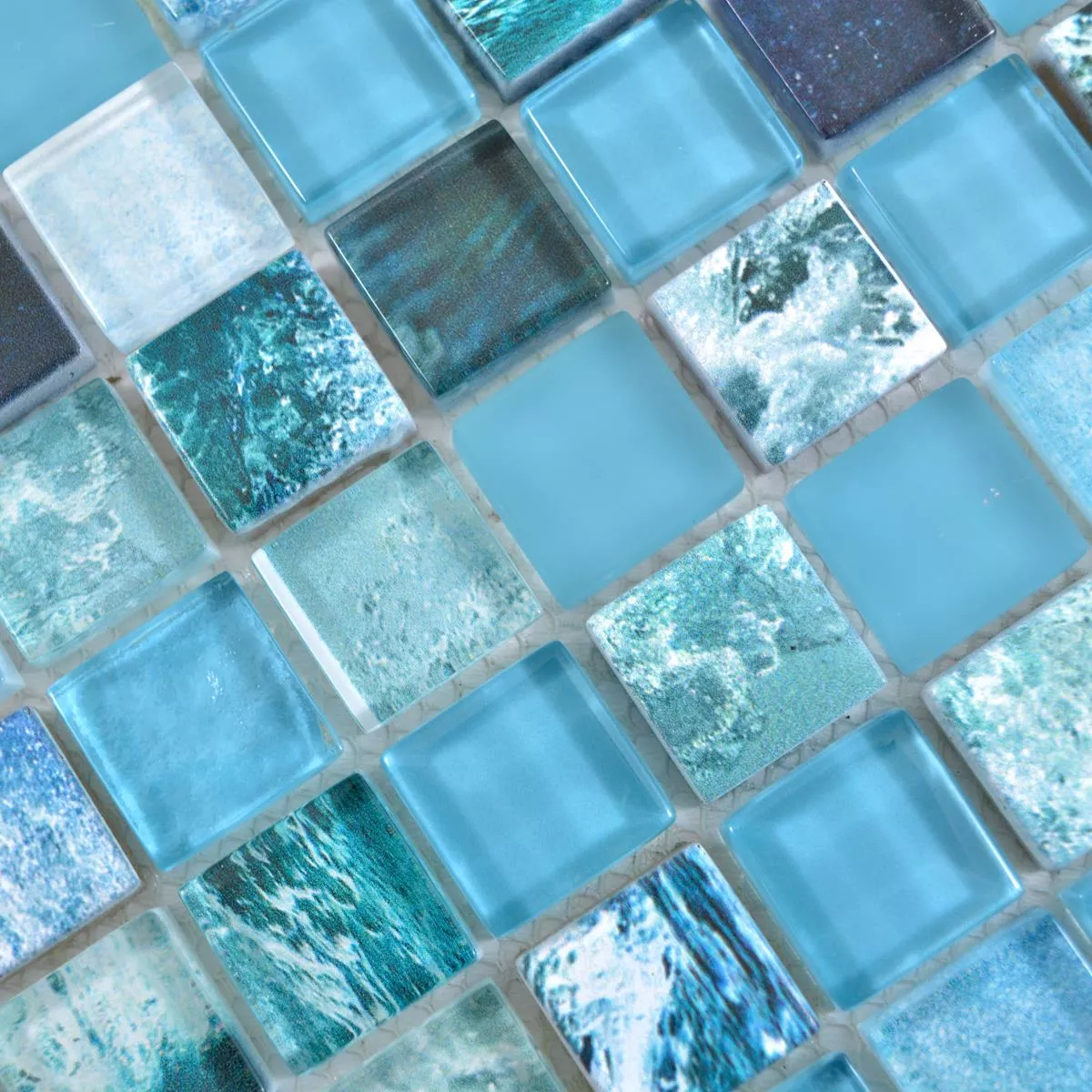 Vzorek Skleněná Mozaika Dlaždice Cornelia Retro Vzhled Zelená Modrá