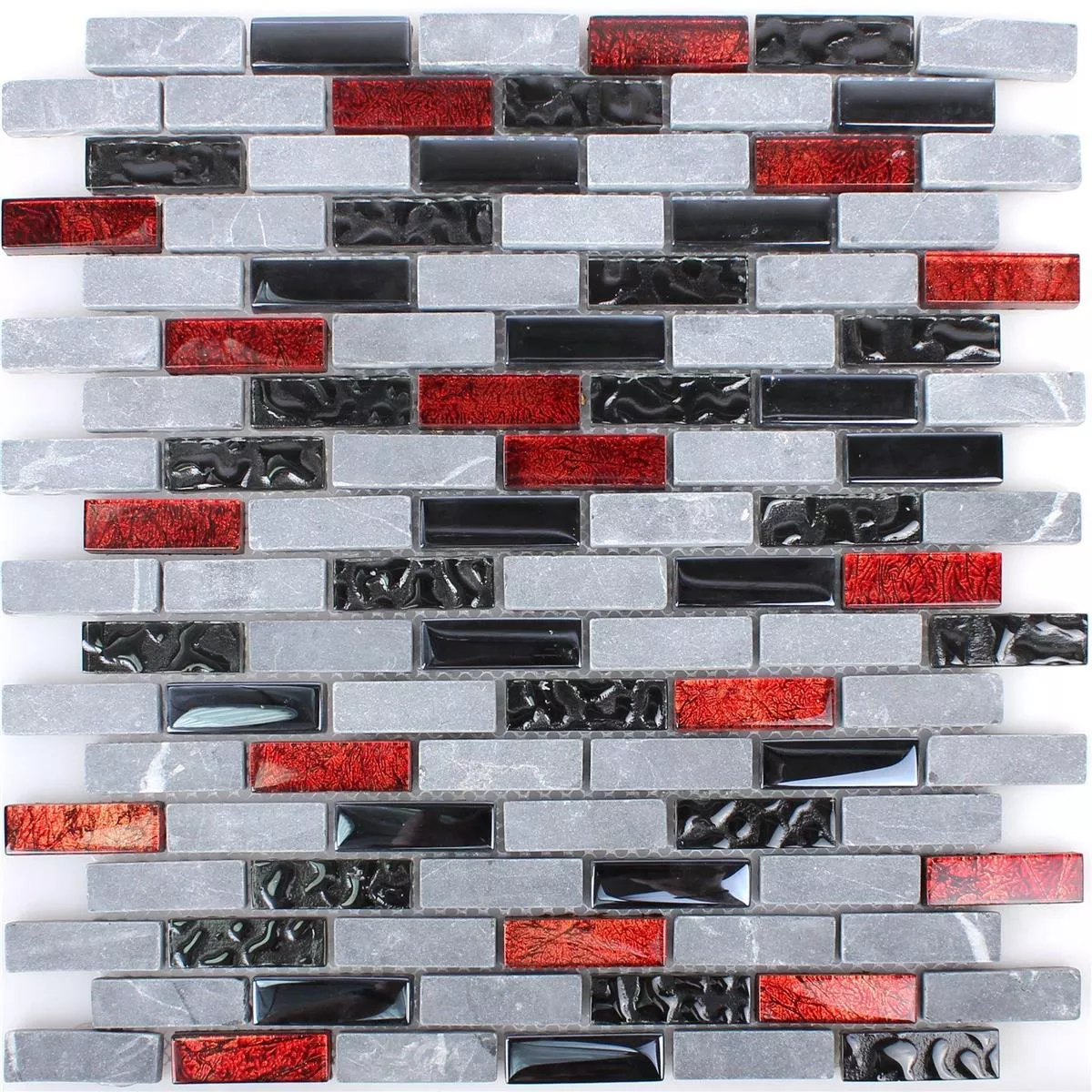 Skleněná Mozaika Dlaždice Z Přírodního Kamene Marley Černá Červená Šedá