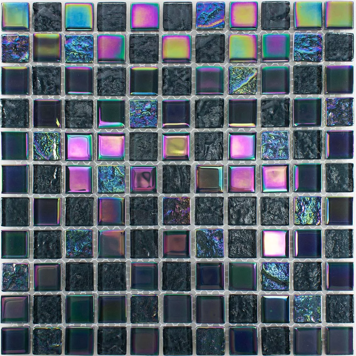 Skleněná Mozaika Dlaždice Perleťový Efekt Manor Černá
