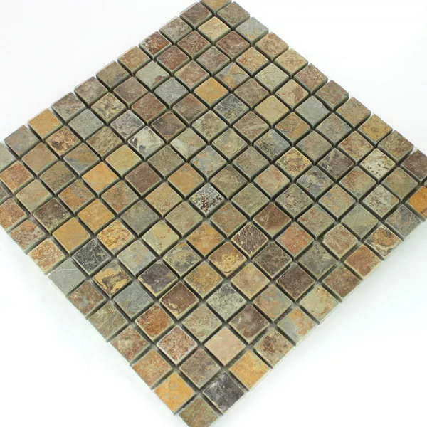 Vzorek Mozaiková Dlaždice Křemenec Přírodní Kámen Multi Color Pestrobarevná Mix