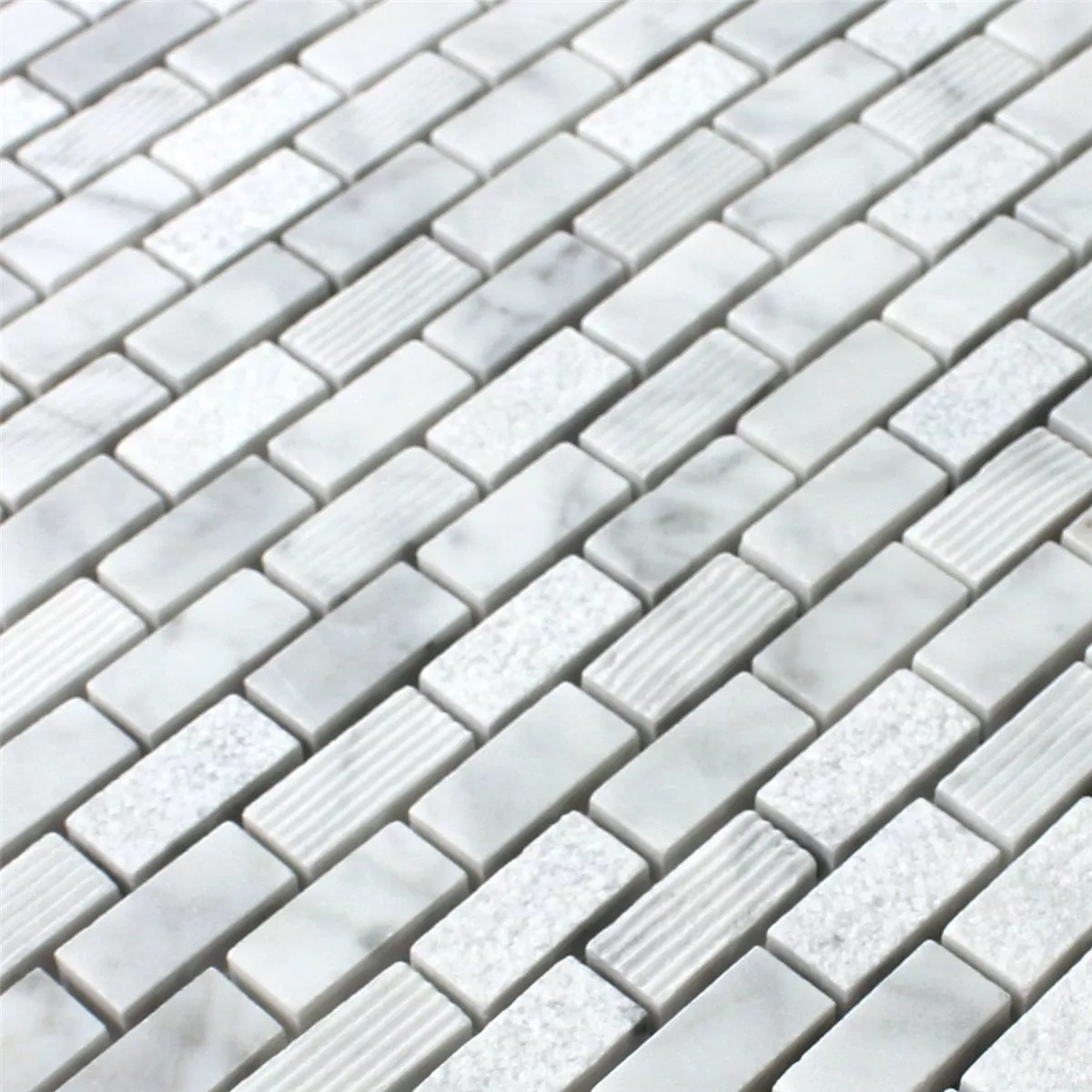 Mozaiková Dlaždice Přírodní Kámen Carrara Bílá 15x30x8mm