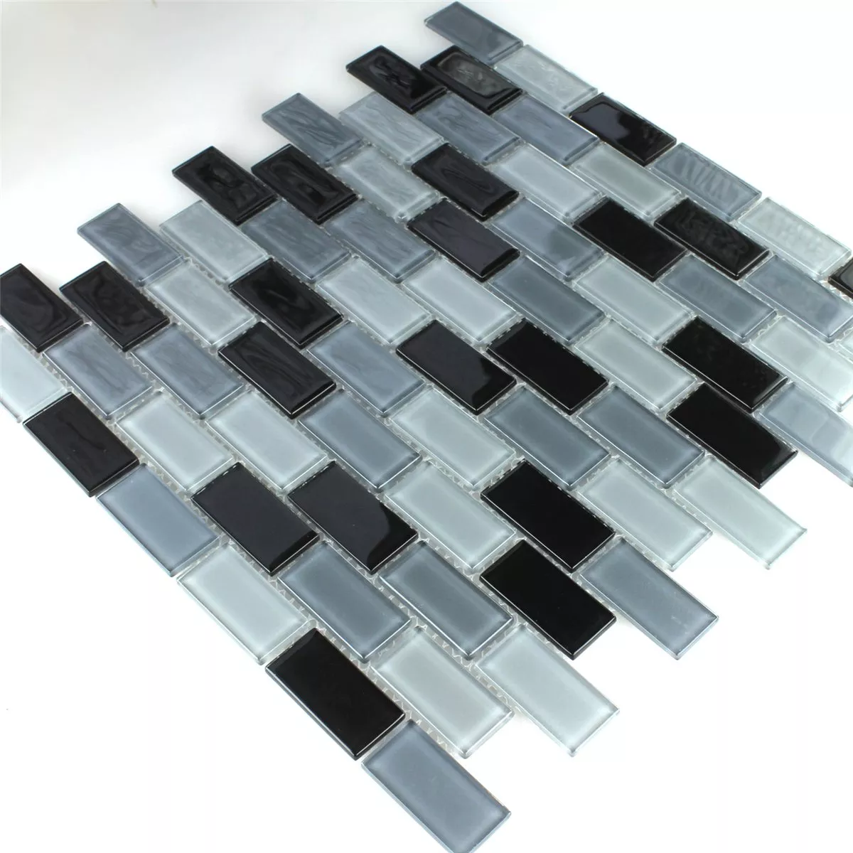 Skleněná Mozaika Dlaždice Černá Mix 25x50x4mm