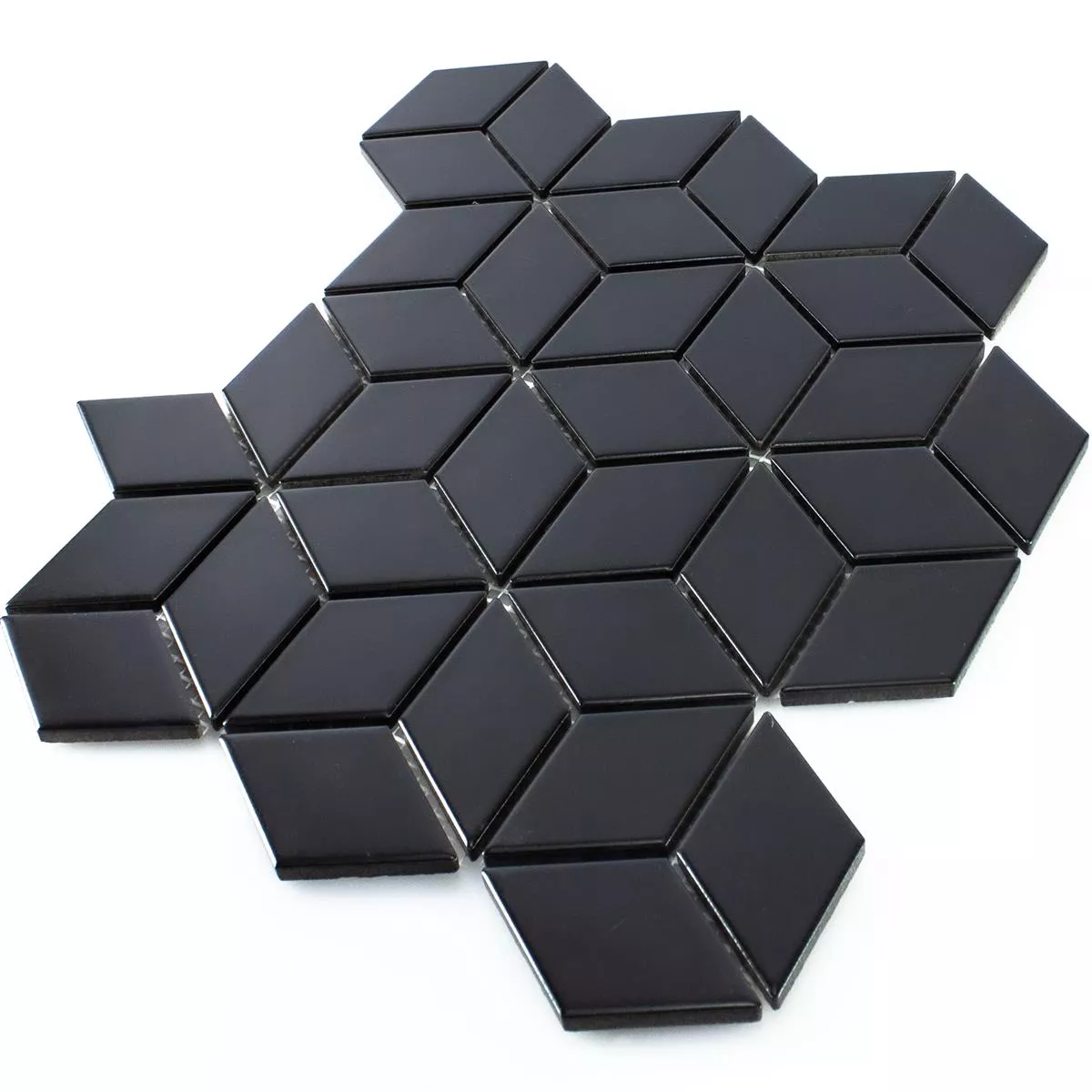 Vzorek Keramika Mozaiková Dlaždice Cavalier 3D Kostky Matný Černá