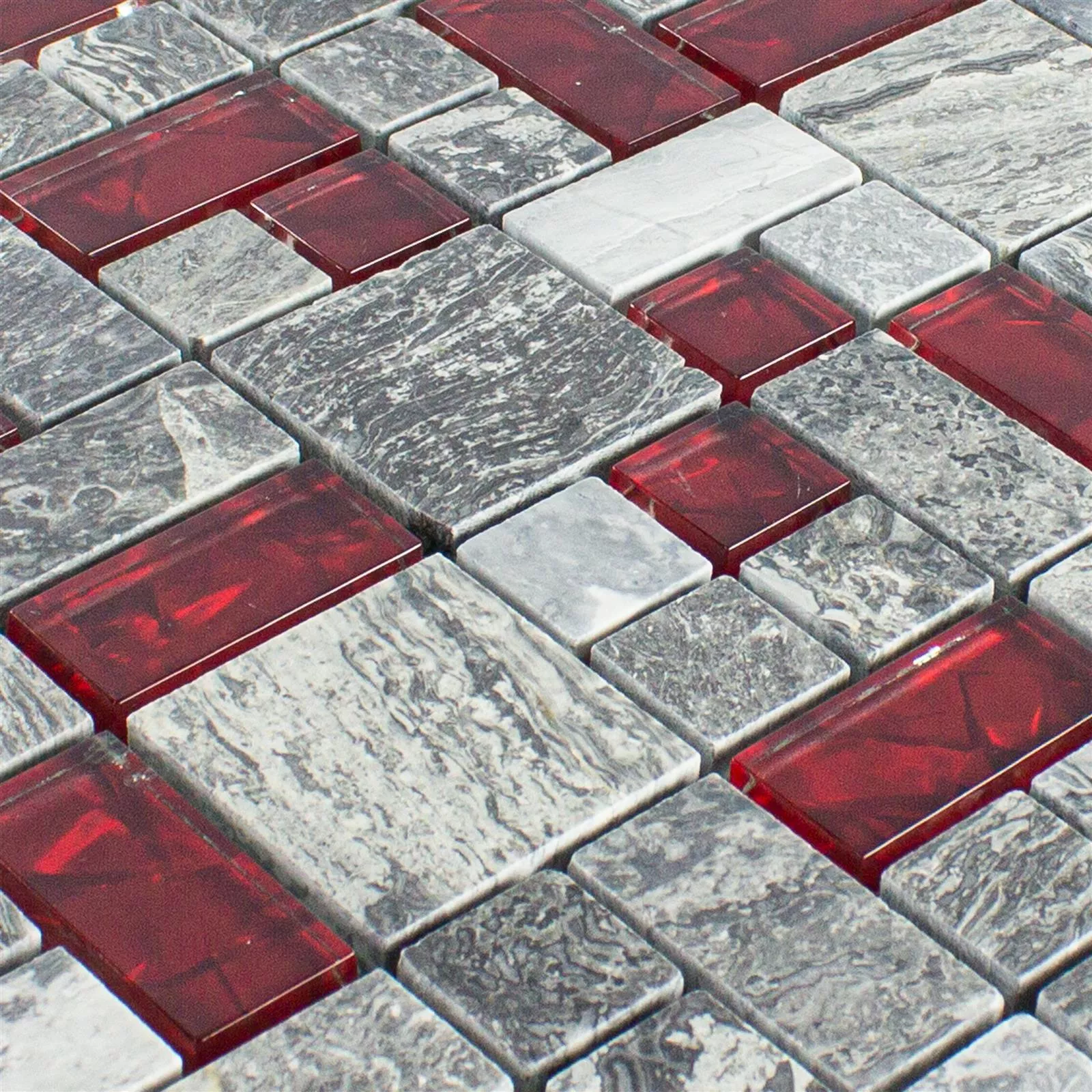 Vzorek Skleněná Mozaika Dlaždice Z Přírodního Kamene Manavgat Šedá Červená ix
