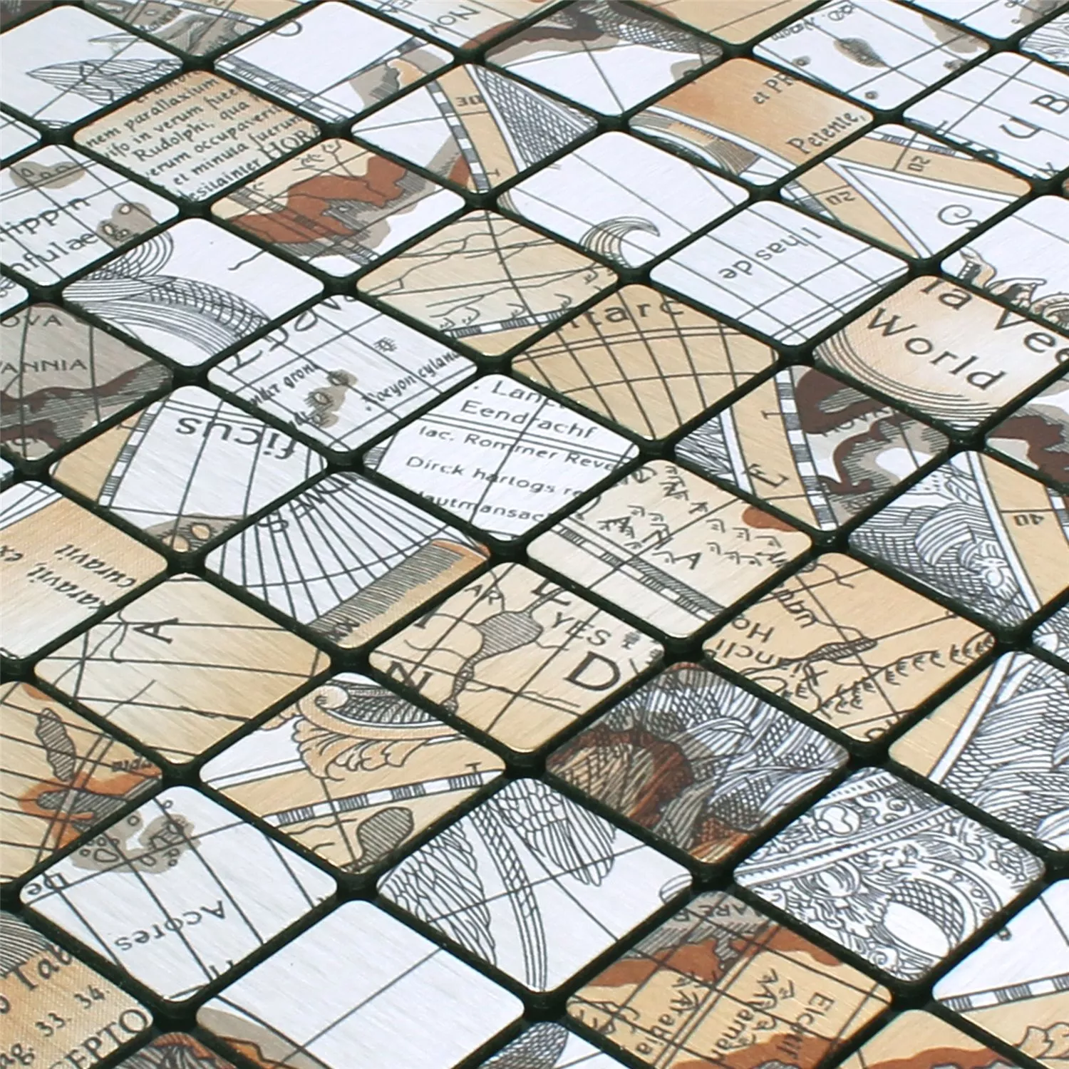 Vzorek Mozaiková Dlaždice Kov Samolepicí Pinta Mapa Světa Stříbrná