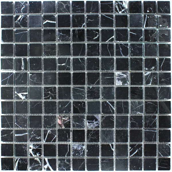 Mozaiková Dlaždice Mramor 23x23x8mm Černá Leštěná