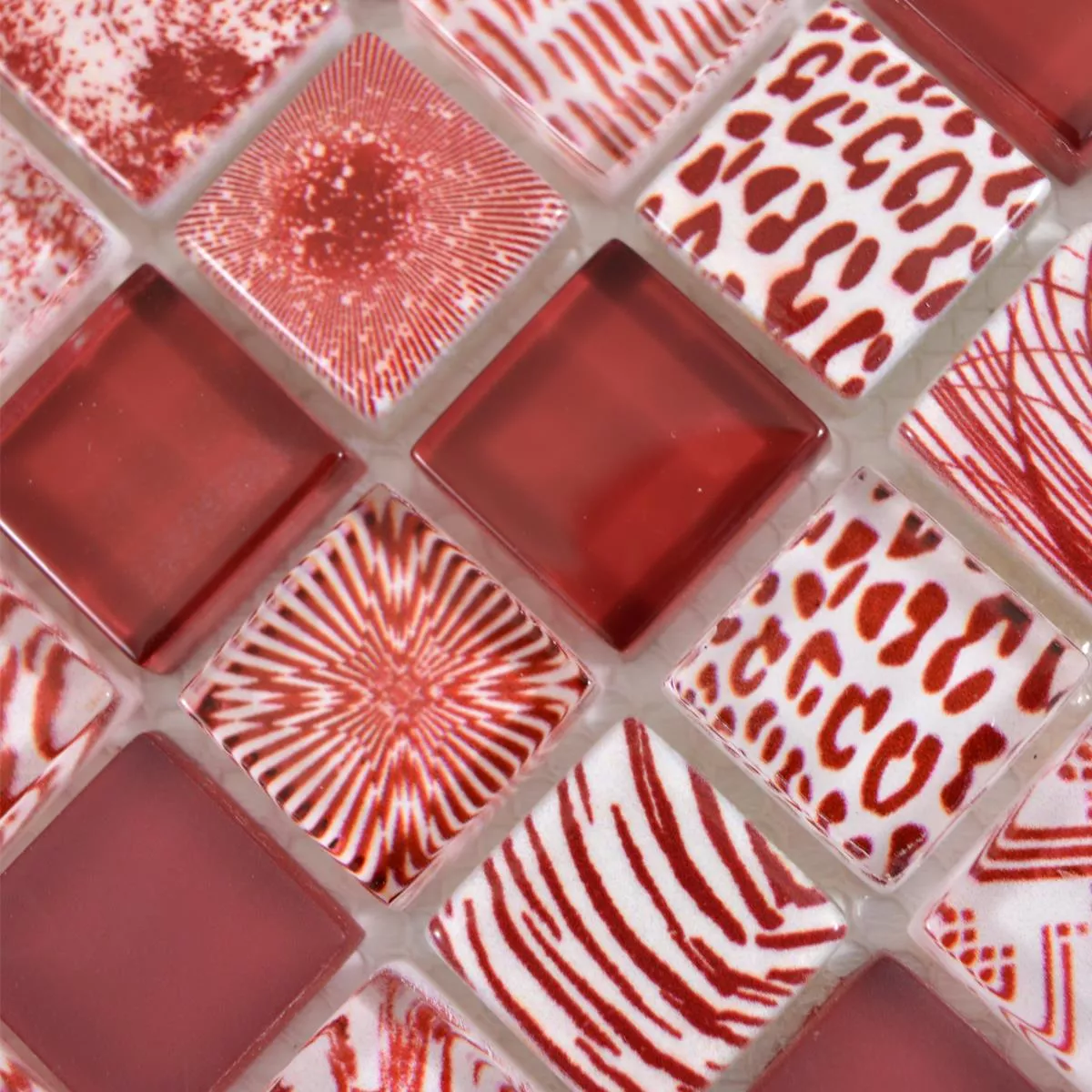 Vzorek Skleněná Mozaika Dlaždice Cornelia Retro Vzhled Červená