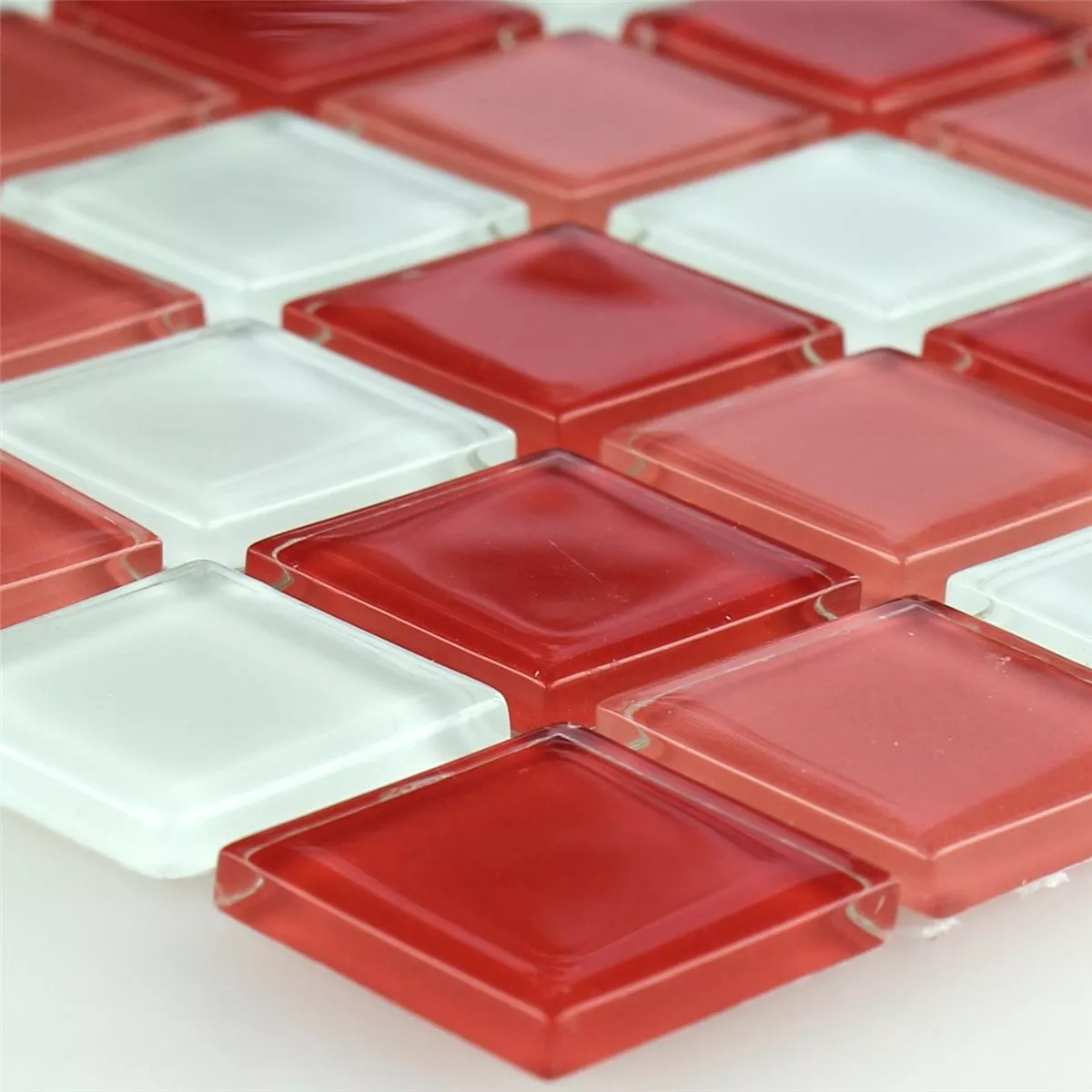 Skleněná Mozaika Dlaždice Kozarica Bílá Červená Mix 25x25x4mm