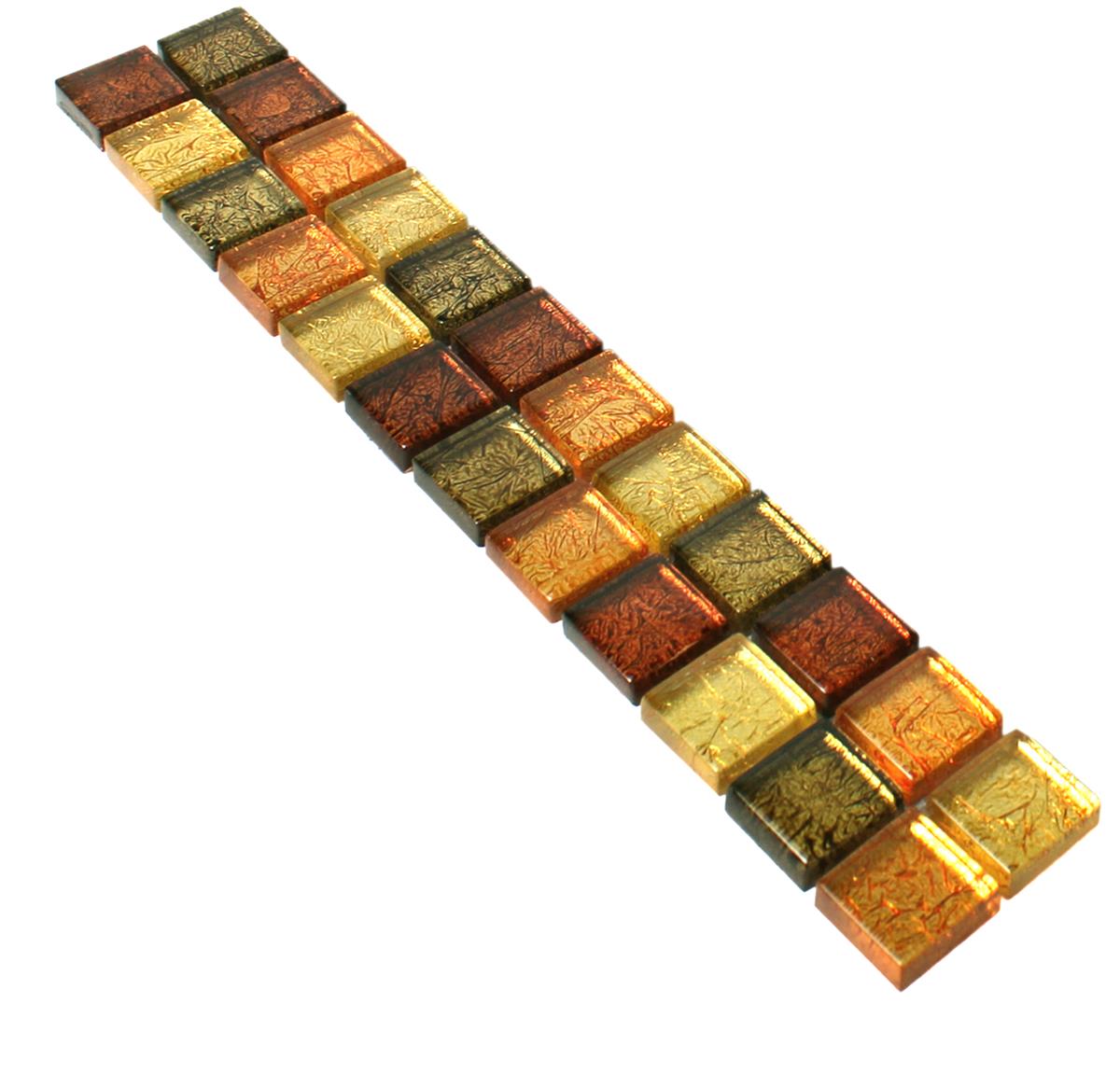 Skleněná Mozaika Dlaždice Bordury SantaFe Zlatá Oranžová Q23