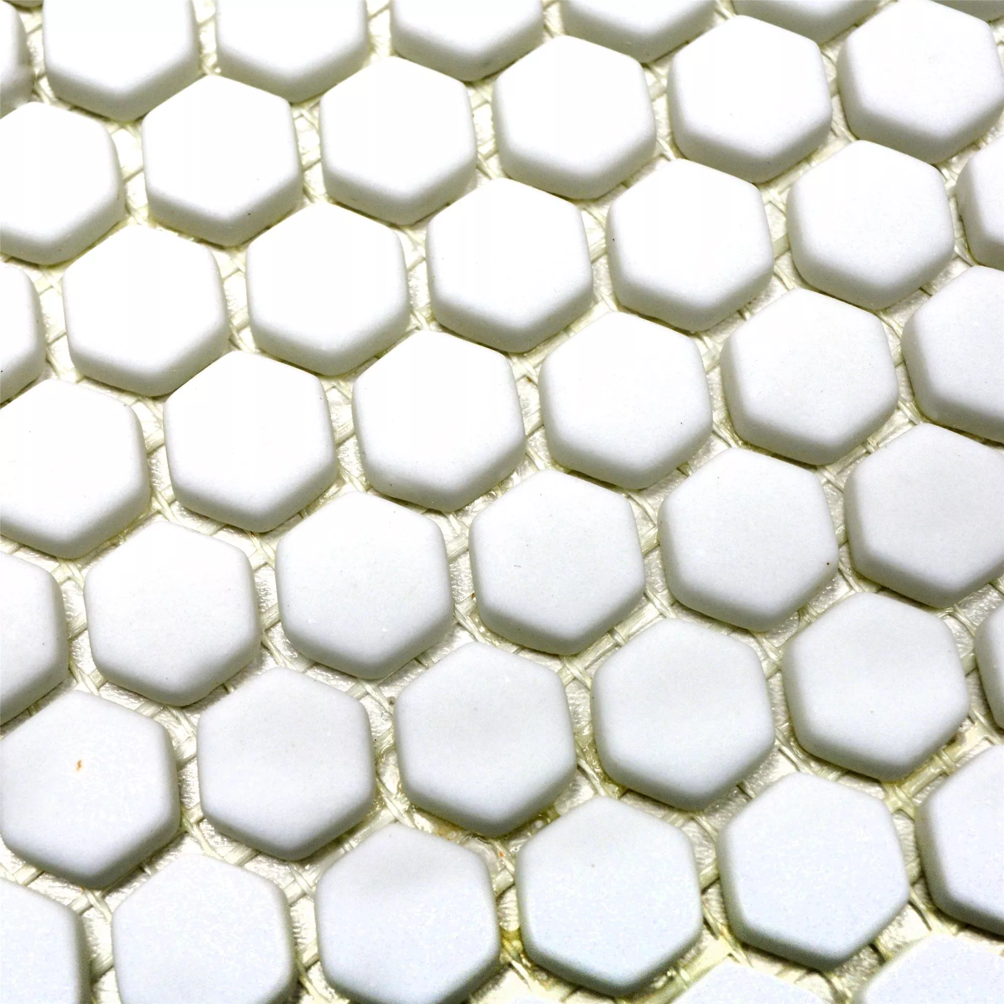 Vzorek Skleněná Mozaika Dlaždice Kassandra Šestiúhelník Bílá Matný
