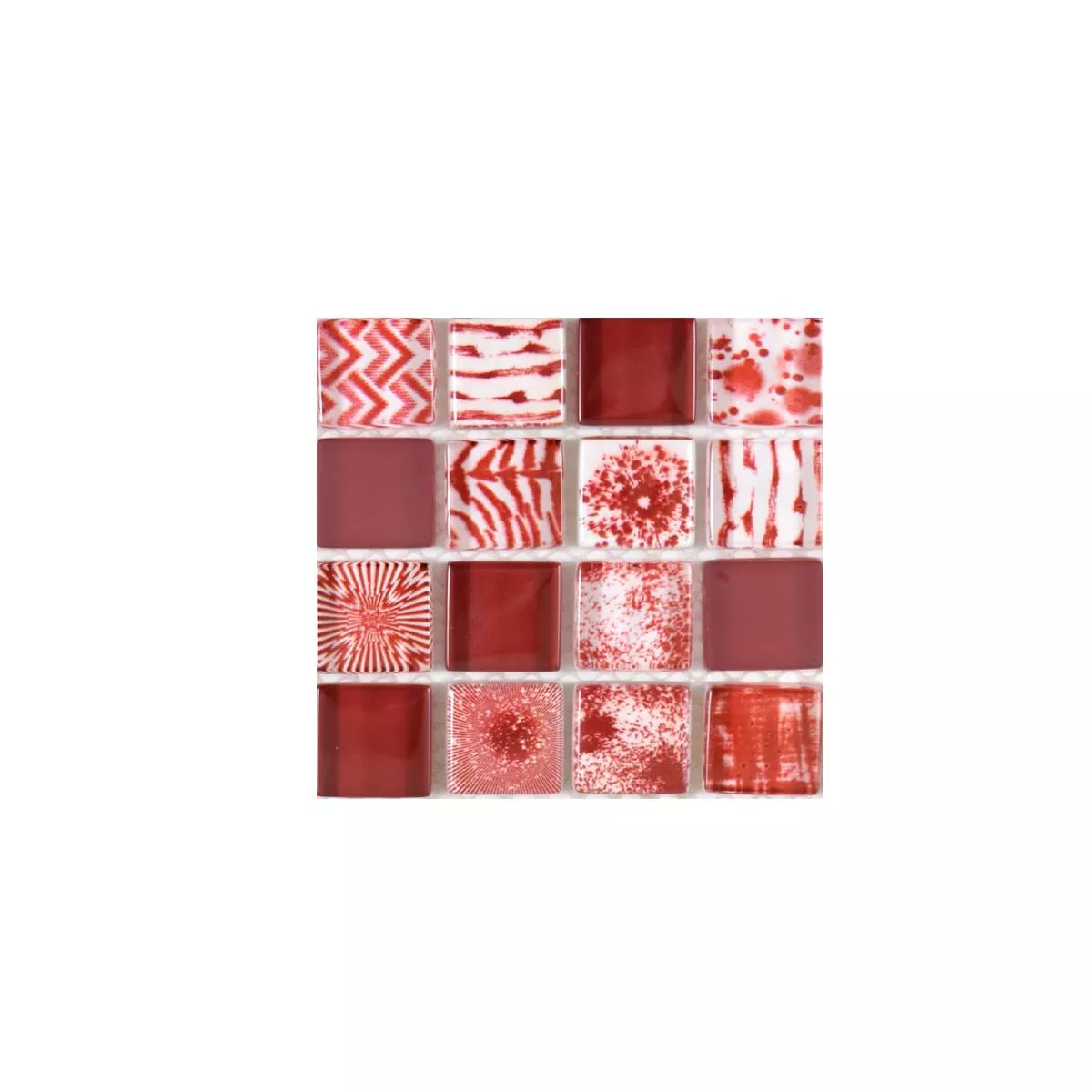 Vzorek Skleněná Mozaika Dlaždice Cornelia Retro Vzhled Červená