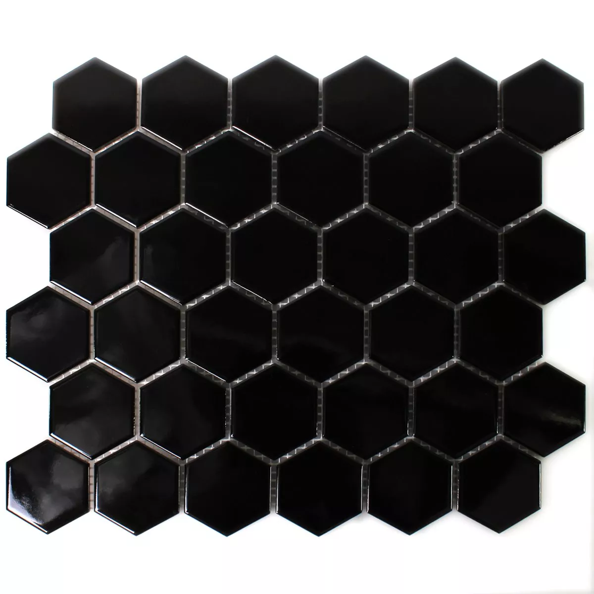 Vzorek Mozaiková Dlaždice Keramika Šestiúhelník Černá Lesklá H51