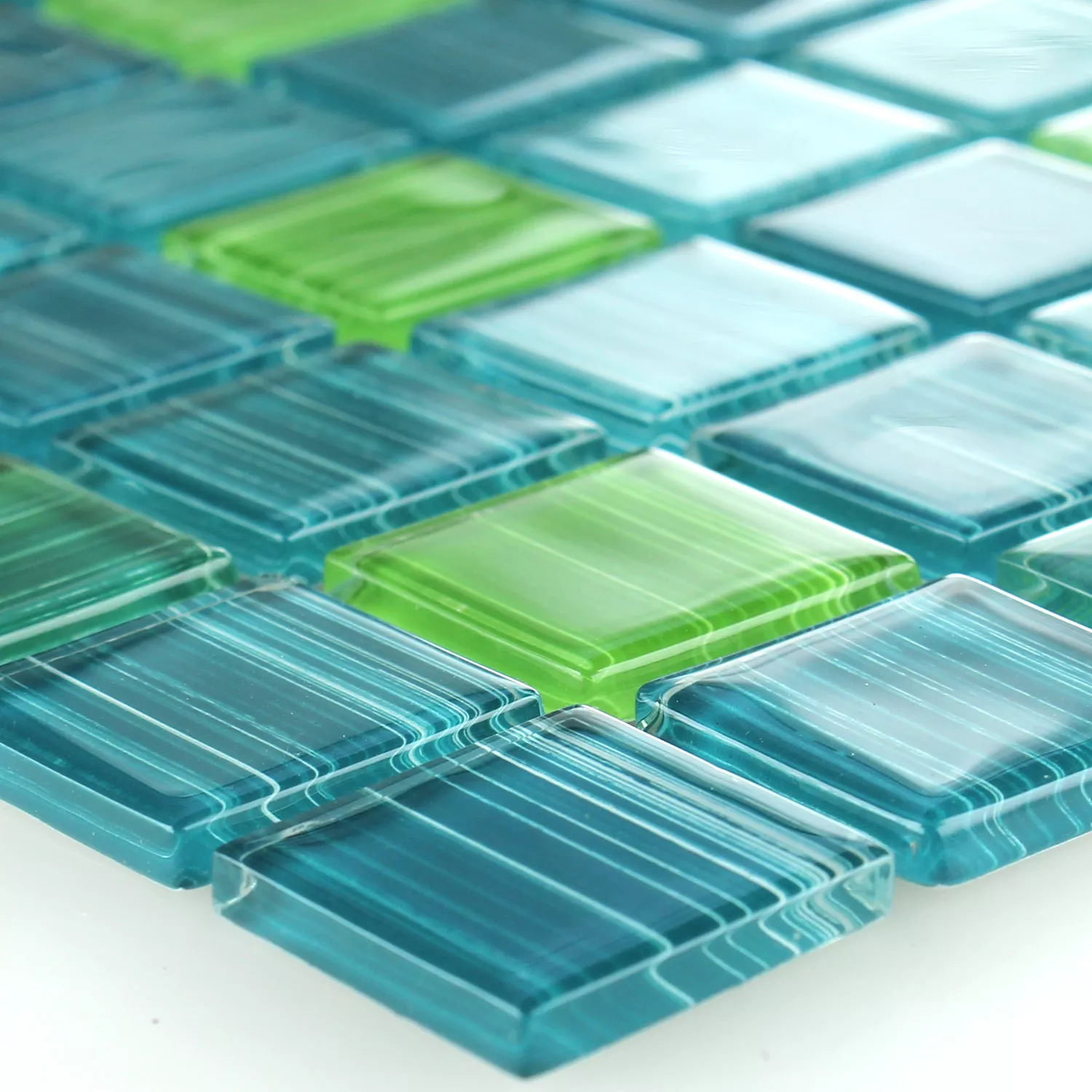 Vzorek Skleněná Mozaika Dlaždice Pruhovaný Zelená Mix